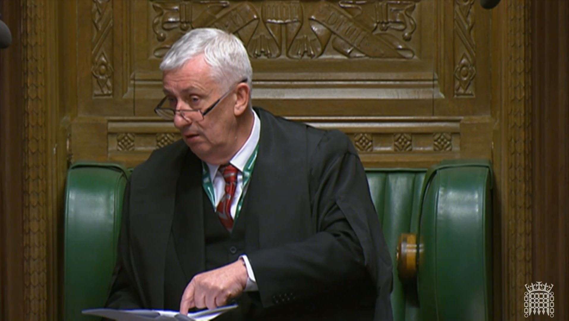 Speaker of the House of Commons Sir Lindsay Hoyle announces he has selected amendments tabled by Labour and the Government to the SNP’s Gaza ceasefire motion (House of Commons/UK Parliament/PA)