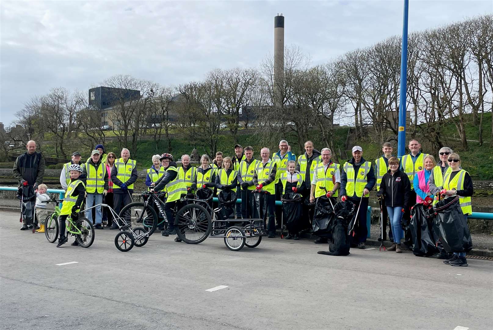 A group of volunteers at the riverside after the last of this year's three main litter-picking sessions in and around Wick as part of the Spring Clean Scotland campaign.