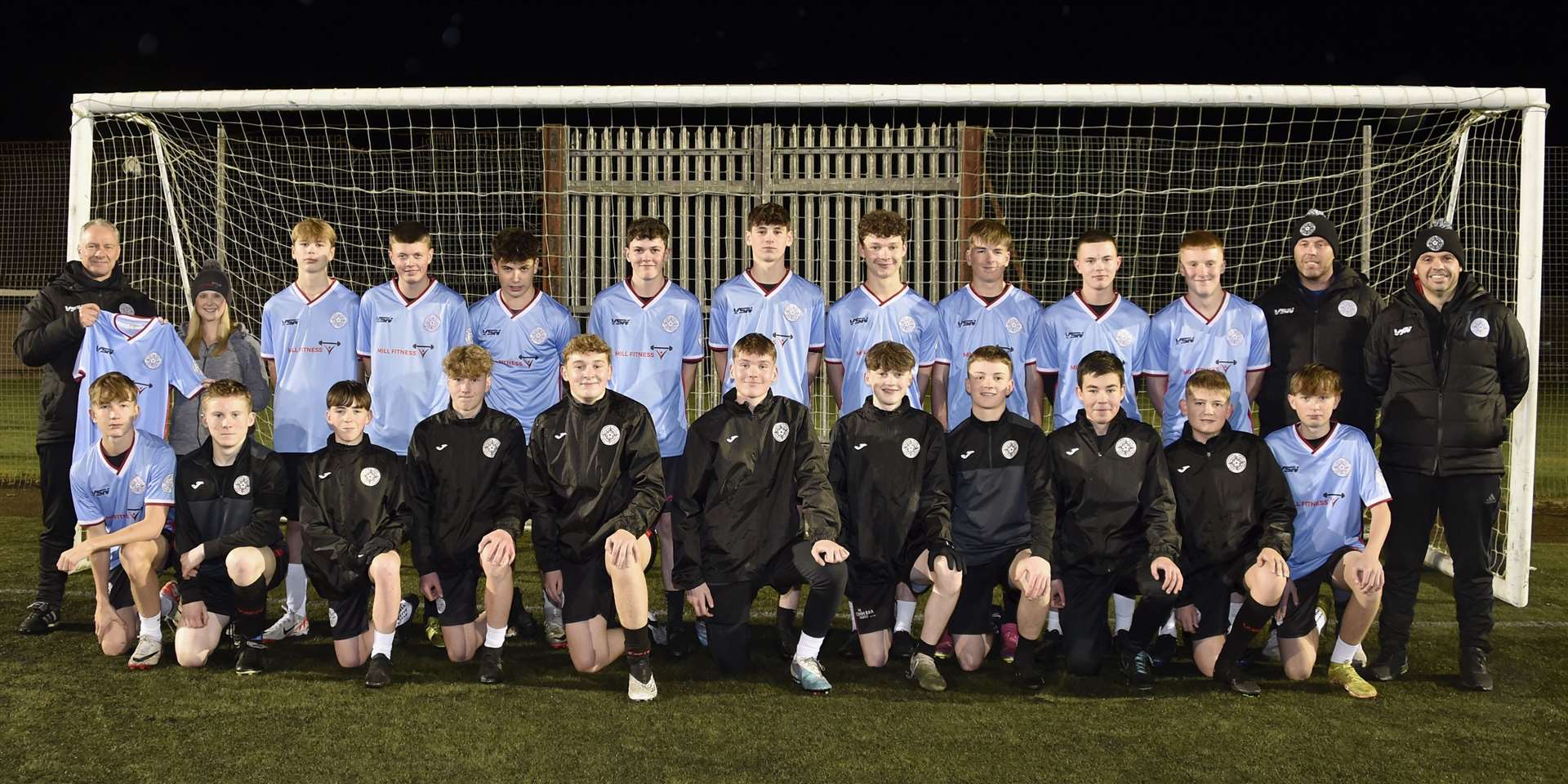 Mill Fitness has sponsored the Caithness United under-16s' new strip. Picture: Mel Roger