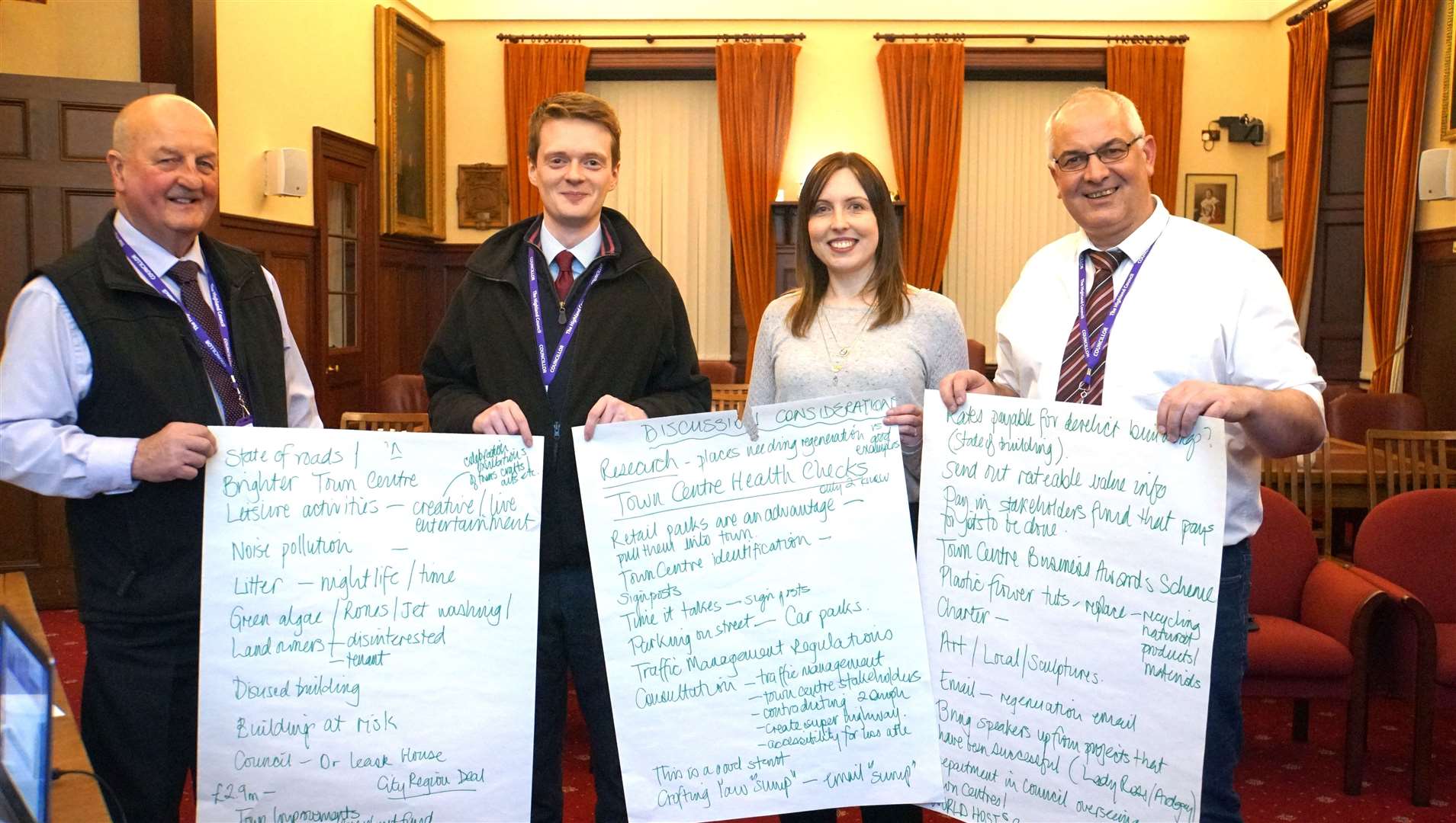 The Wick councillors show the key points outlined in the town regeneration strategy.