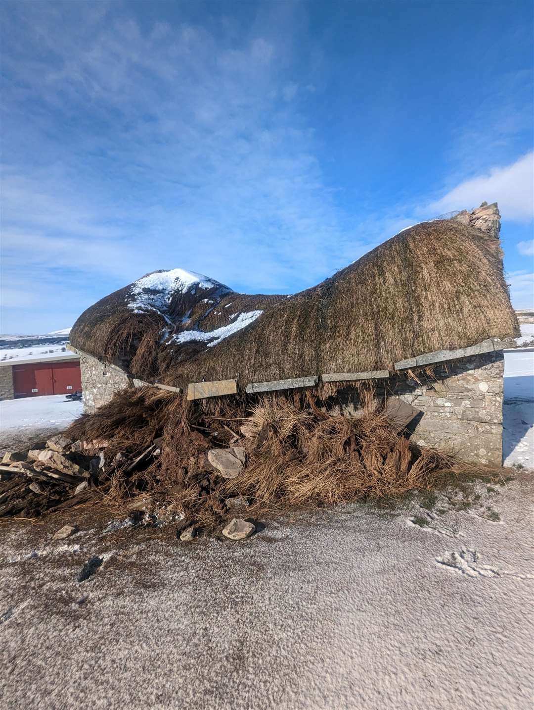 The roof of the Laidhay Barn collapsed under the snow.