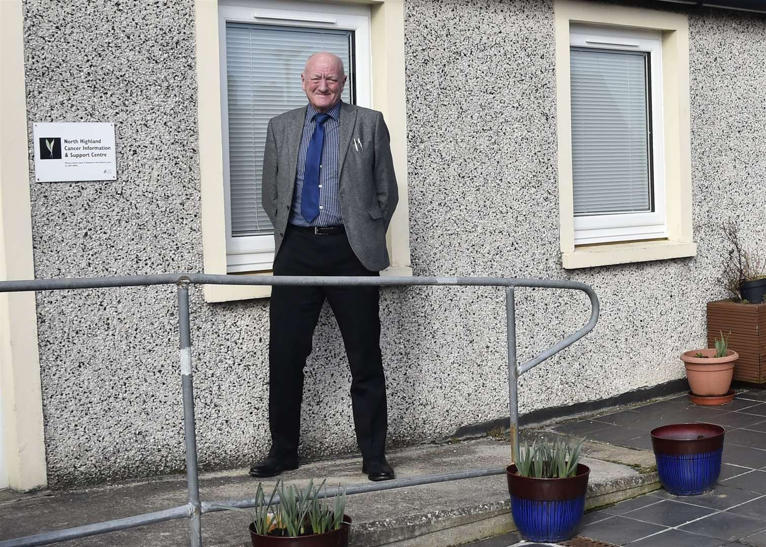 Volunteer Iain Gregory outside the North Highland Cancer Information and Support Centre. Picture: Mel Roger