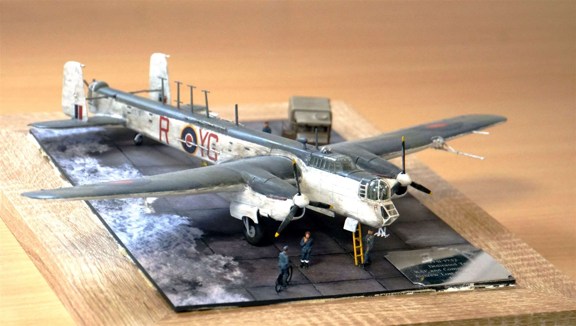This scale model of a WW2 era Whitley bomber was recently constructed by ex-military man James More and given to Wick John o' Groats Airport where it will eventually be displayed to the public. James, a Wick local, made the model as a tribute to all RAF crew who lost their lives in Caithness during the war and especially the pilots killed when their Whitley Mk VII from 502 Squadron, based at the airport, crashed into Scaraben East in May 1941. He has been researching many of the crash sites in Caithness and hopes to see memorial cairns erected in memory of the Whitley crew and those from a Canberra jet bomber which also crashed in the same area 25 years later in 1966.