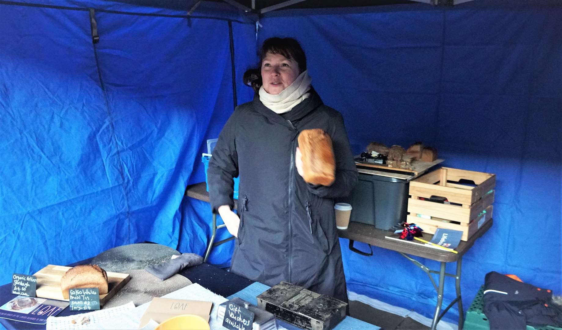 Artisan bread was the flavour of the day from this company called Loaves which is based at Strath Halladale. Susan Wallace says she likes using heritage and organic grains in her products which had sold out on the day. Picture: DGS