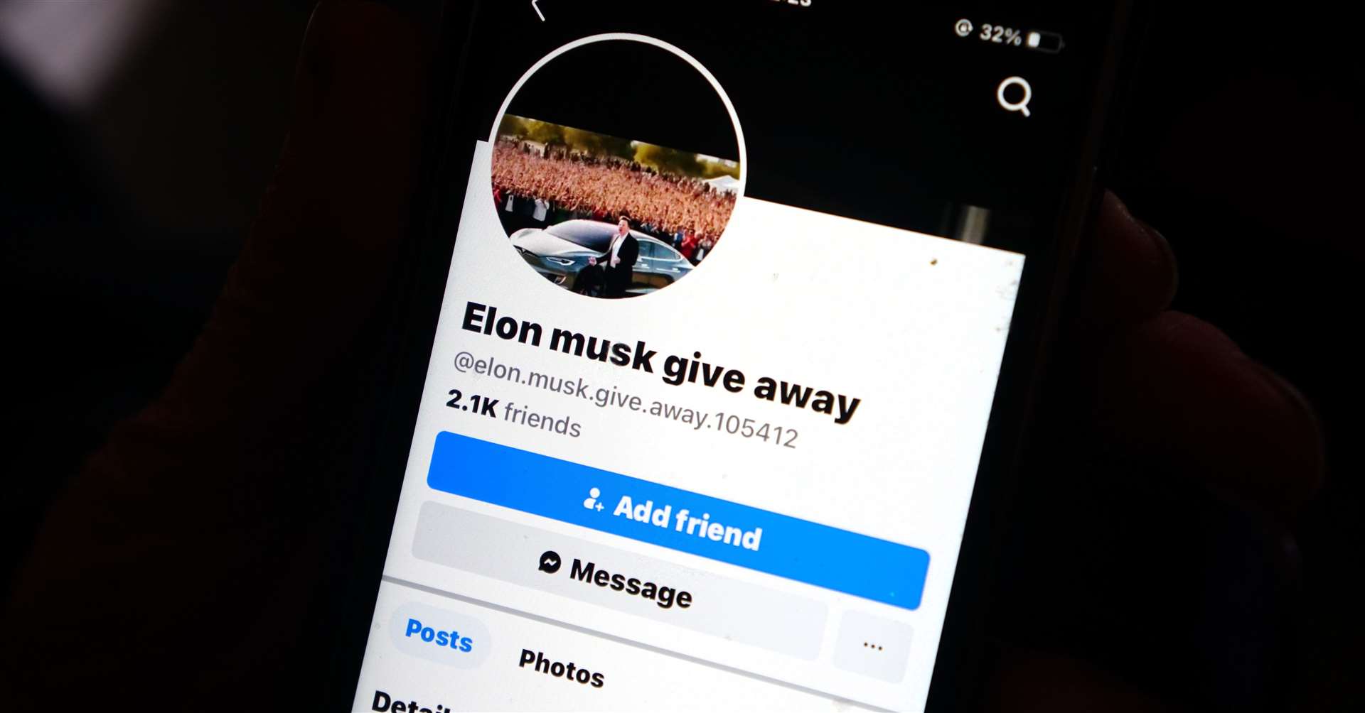 The man's phone showing the fake competition called 'Elon Musk Give Away'. It was an offer too good to be true for one unwitting Caithness resident.