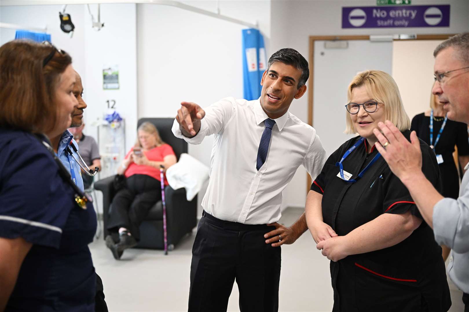 Prime Minister Rishi Sunak returned to work with a visit to a hospital in Milton Keynes (Leon Neal/PA)