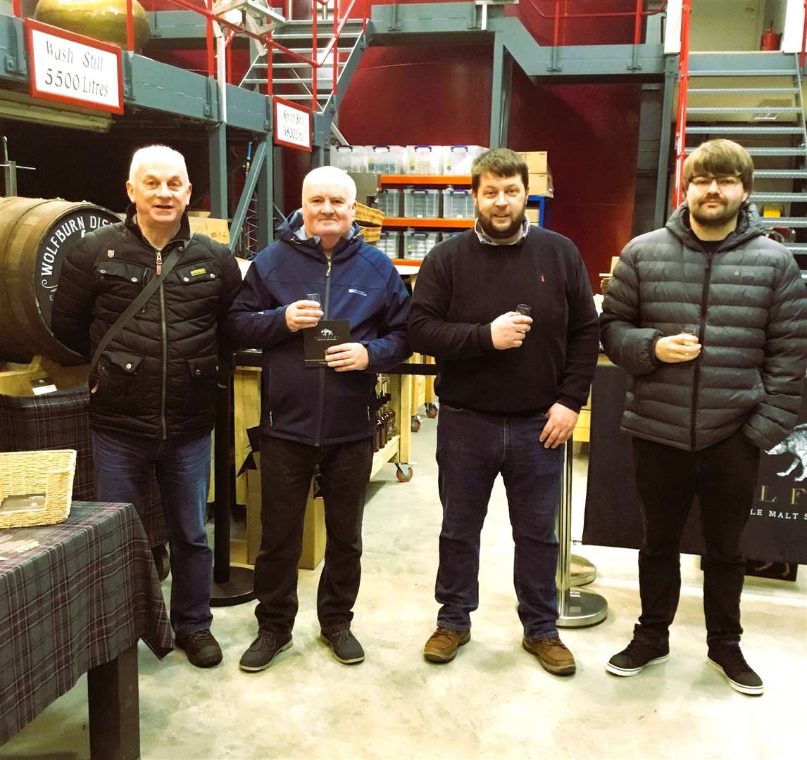 From left, vintage vehicle club committee members Ian Grant, Kevin Sutherland, James Green and Alexander Deas at Wolfburn Distillery. Picture supplied