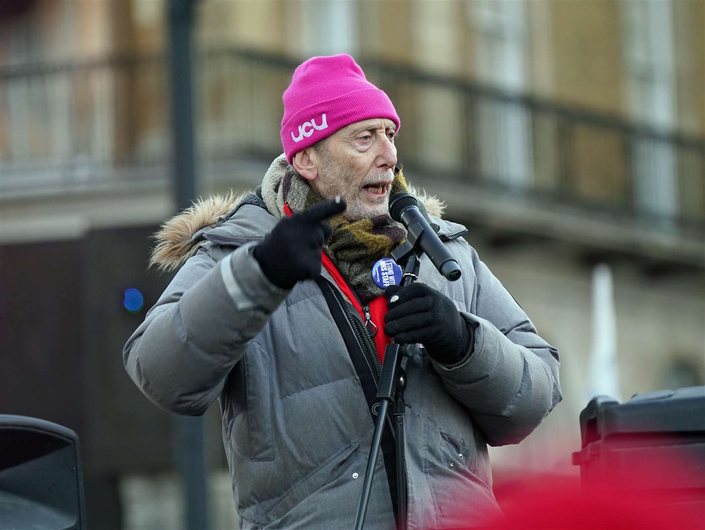Poet Michael Rosen speaks during a protest outside Downing Street (Yui Mok/PA)