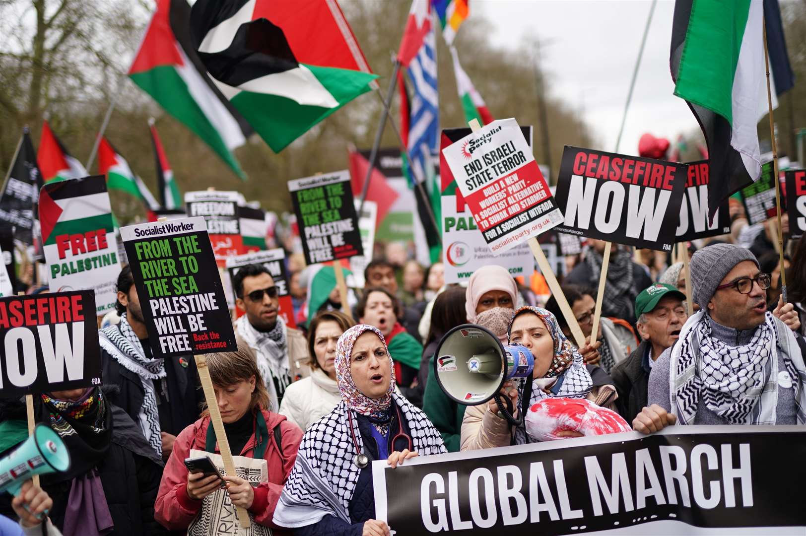 Protesters took to London streets on Saturday (Jordan Pettitt/PA)