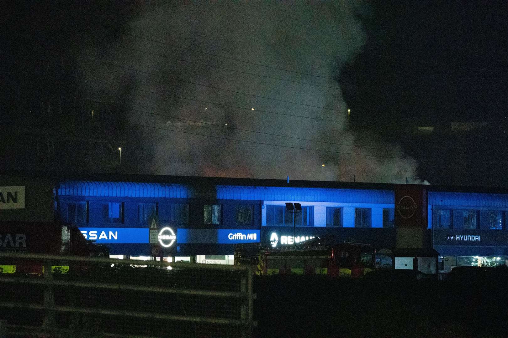 Flames and smoke were seen coming from the site on Wednesday evening (Ben Birchall/PA)