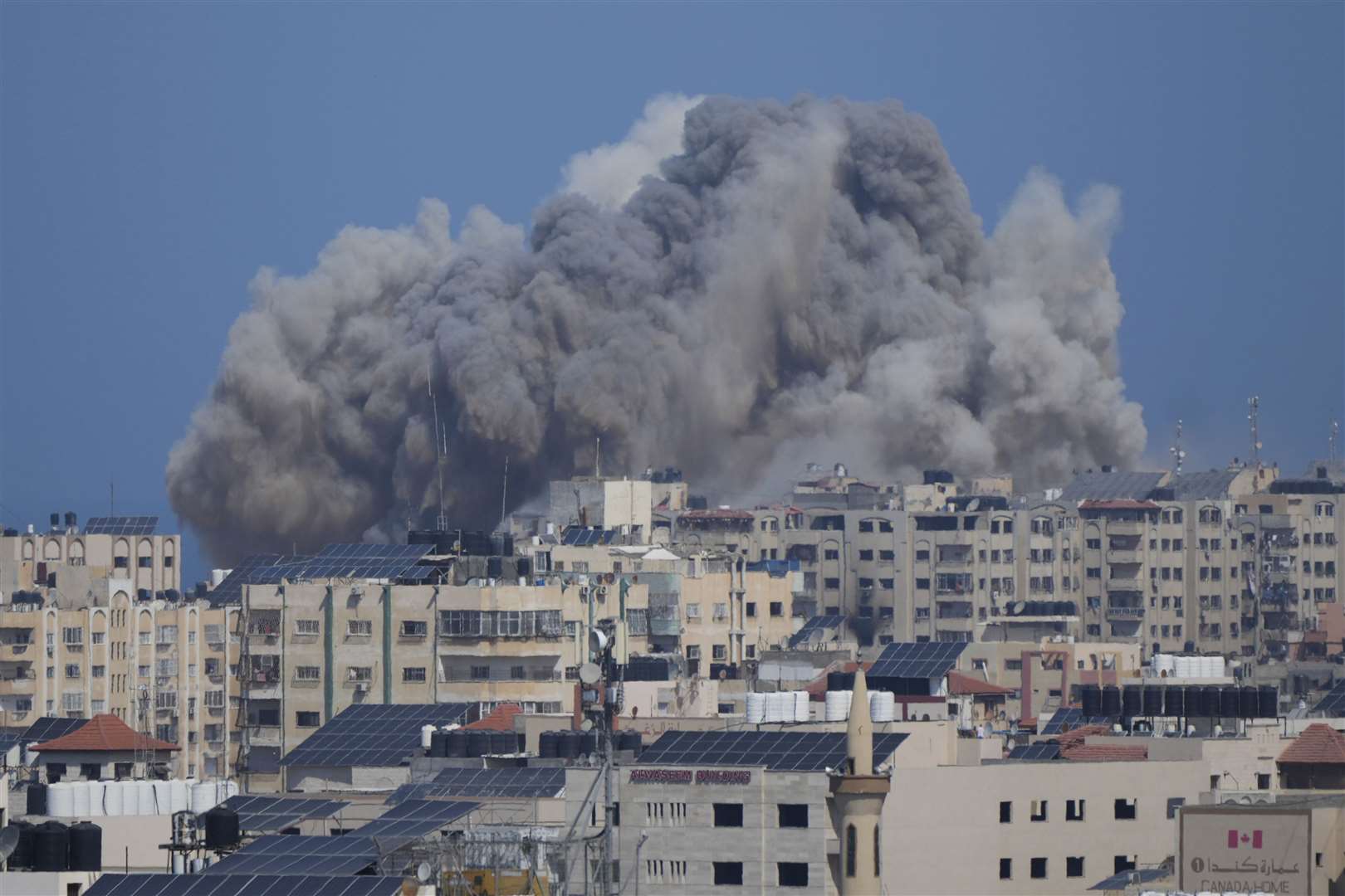 Smoke rises following an Israeli airstrike in Gaza City on Thursday (Hatem Moussa/AP/PA)