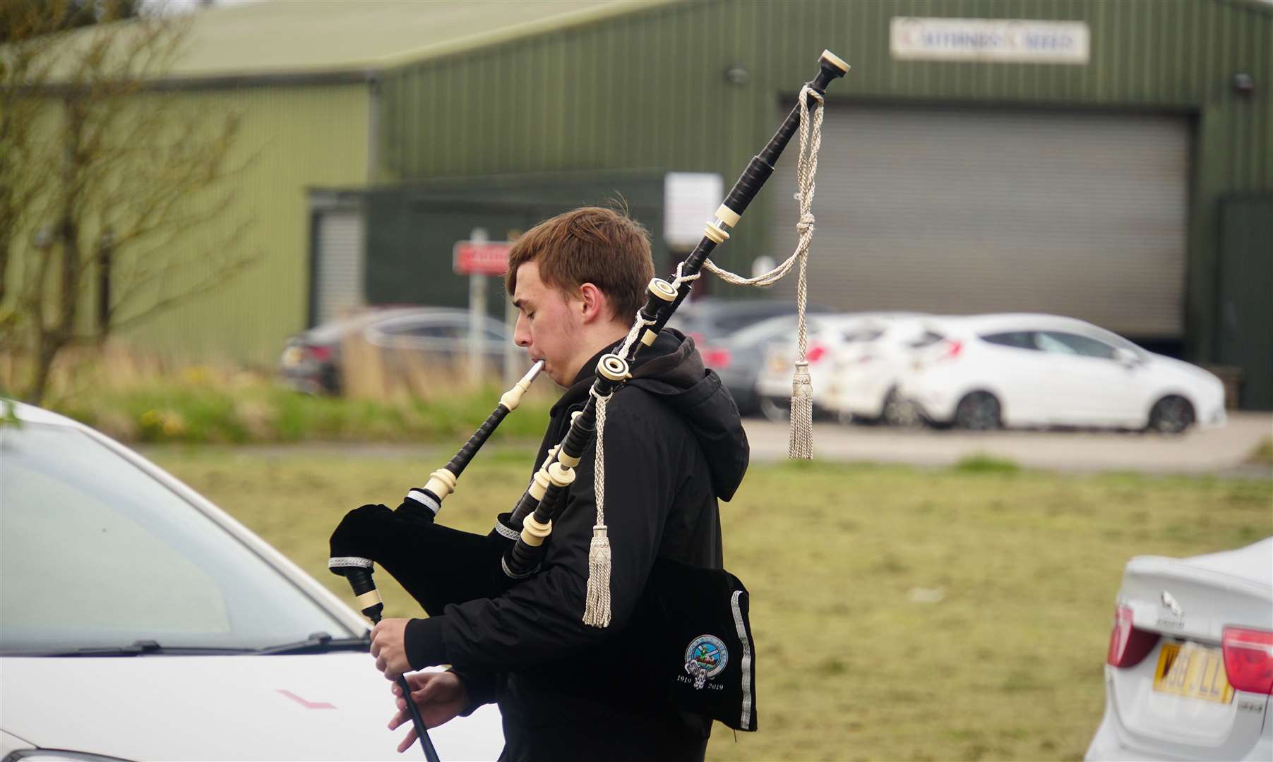Young piper Chester Henry practices before the event. Pictures: DGS