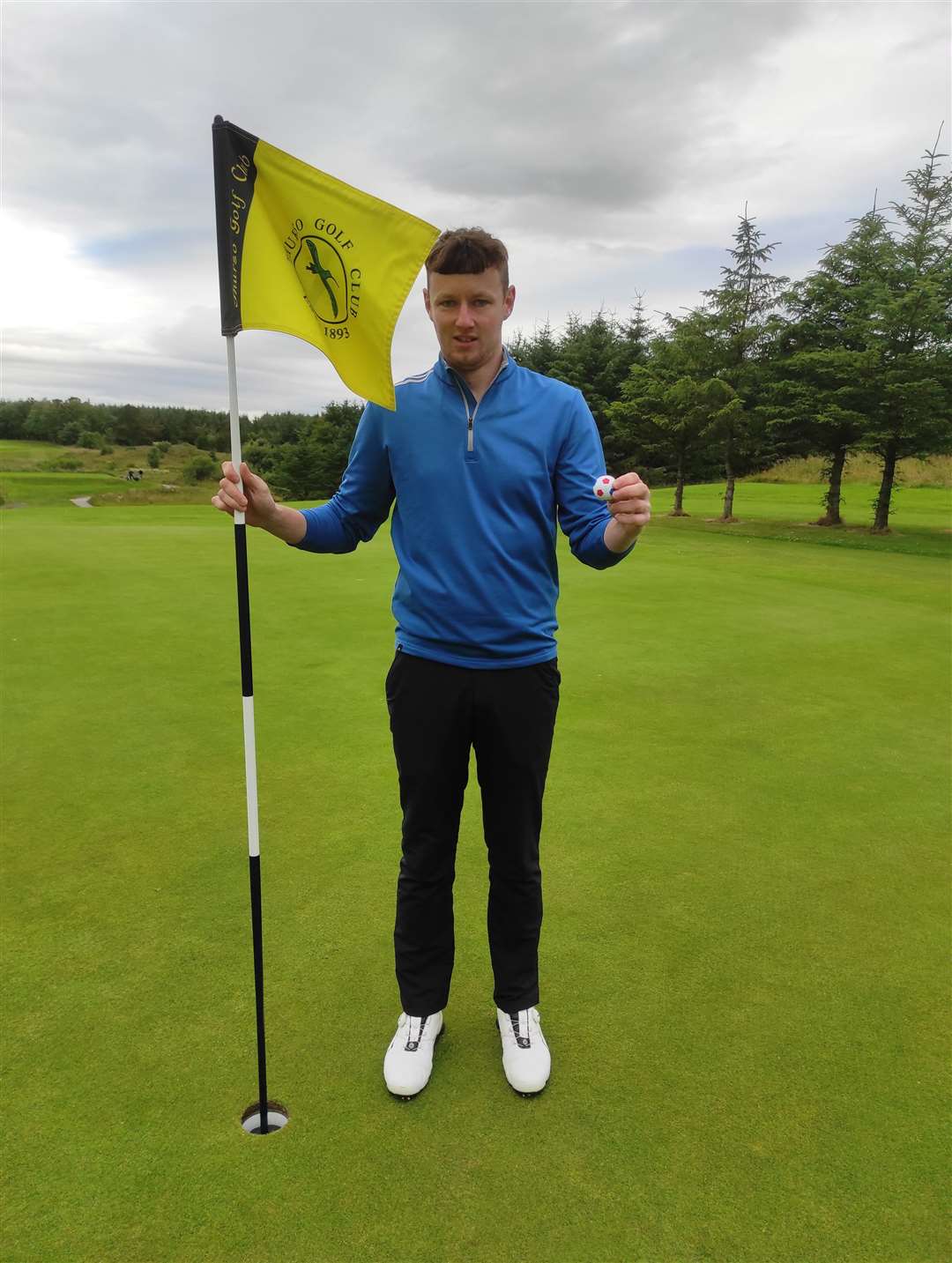 Steven Lowe holed his 6-iron tee shot at the 186-yard third hole during round 10 of Thurso Golf Club's Summer League. It was his first ace. Lowe is pictured here on the ninth green.