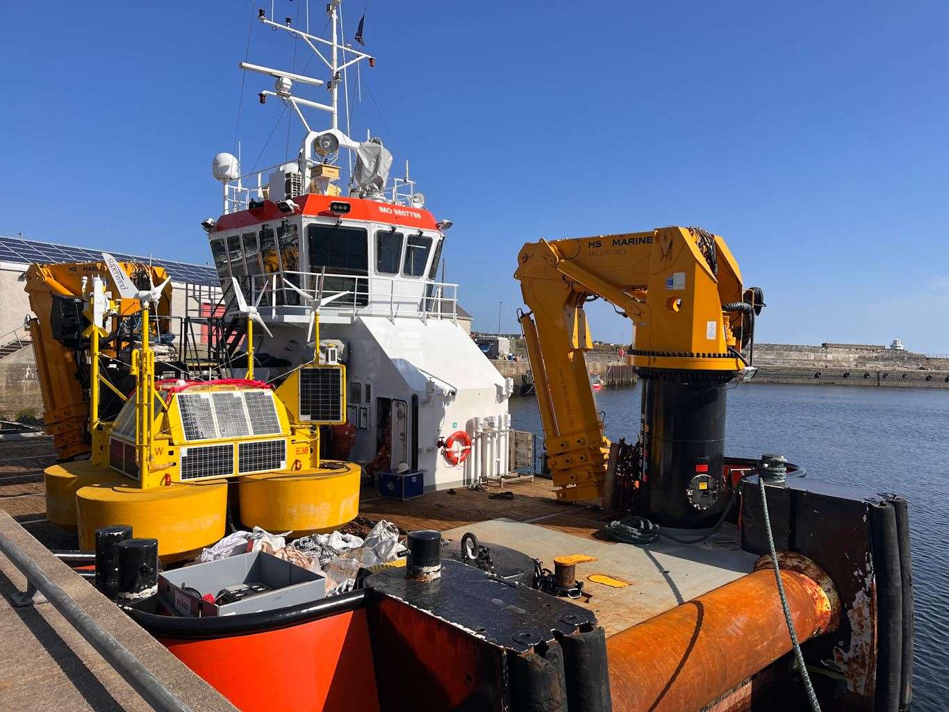 The LiDAR buoy on the vessel ahead of its journey from Wick. Picture: Ignasi Andreu Font EOLOS