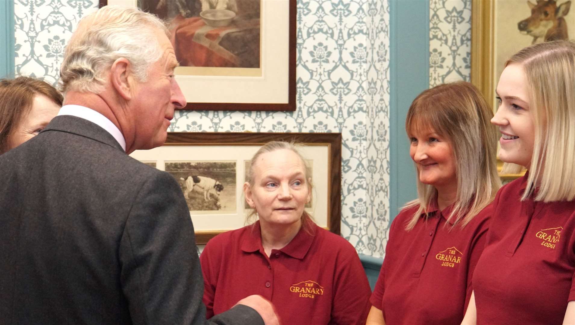 Prince Charles meeting staff of the Granary Lodge. Picture: David G Scott