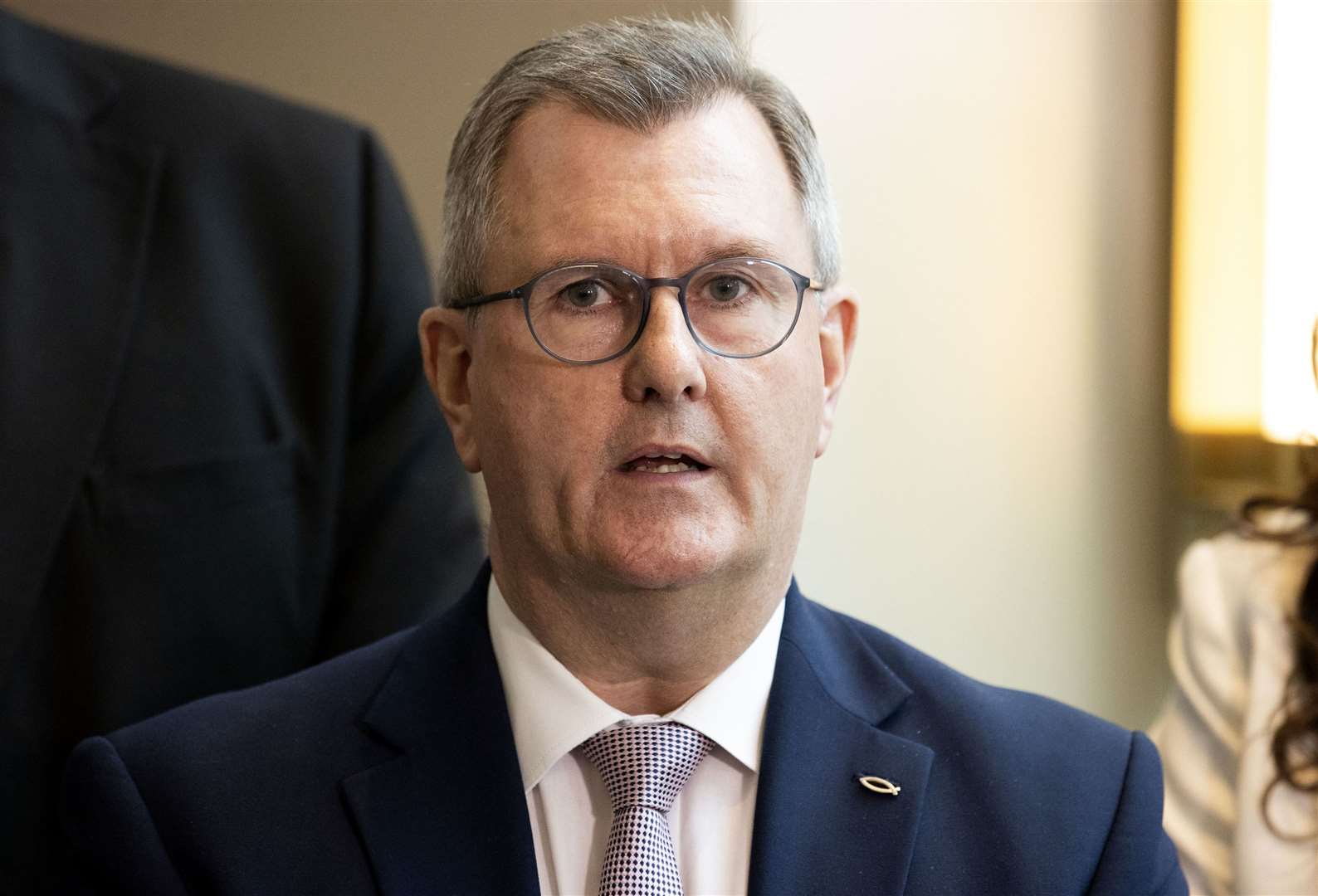 DUP leader Sir Jeffrey Donaldson has insisted his party will not return to powersharing until major changes are secured to the NI Protocol (Liam McBurney/PA)