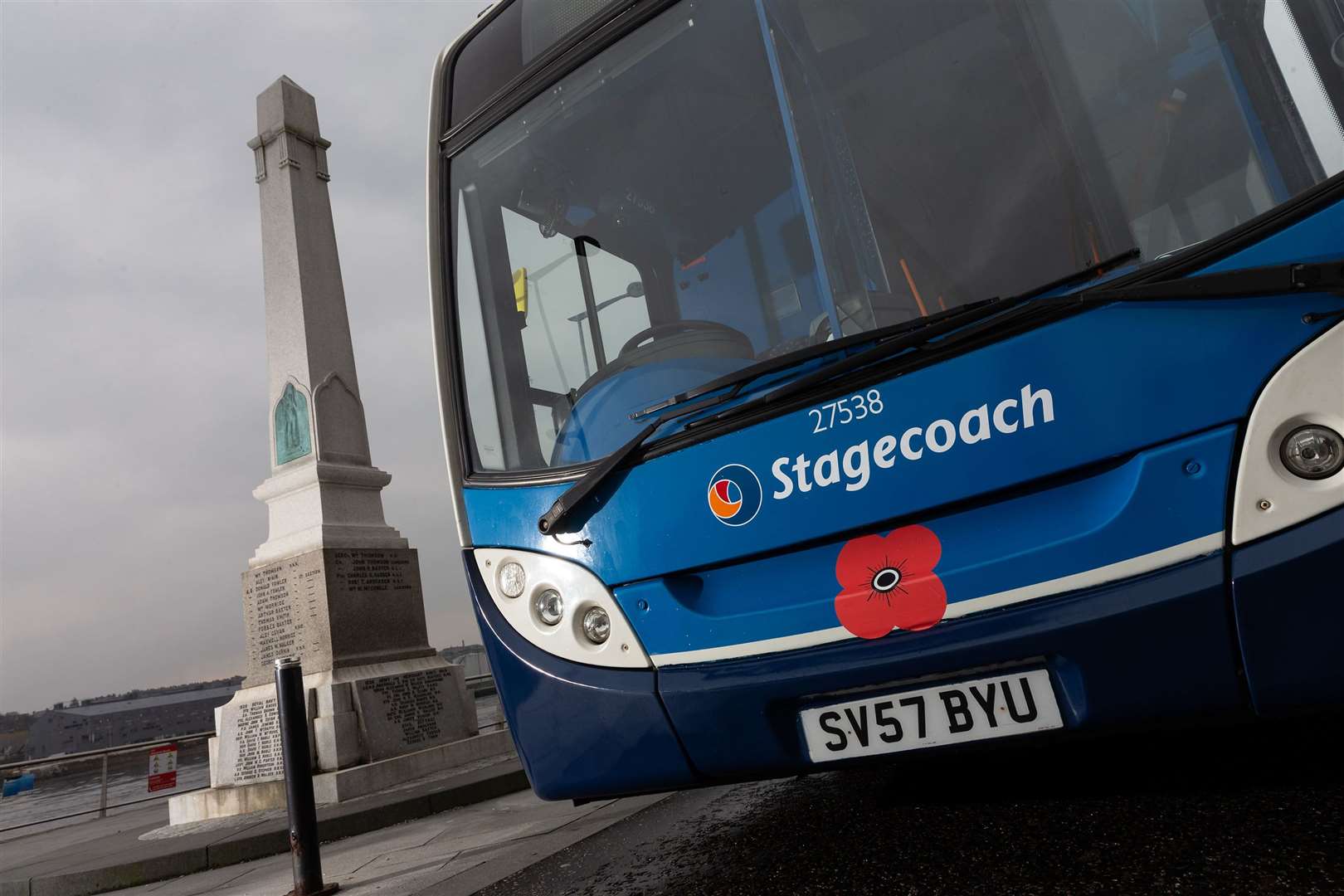 A Stagecoach bus sporting a poppy. Picture: Ross Johnston / Newsline Media