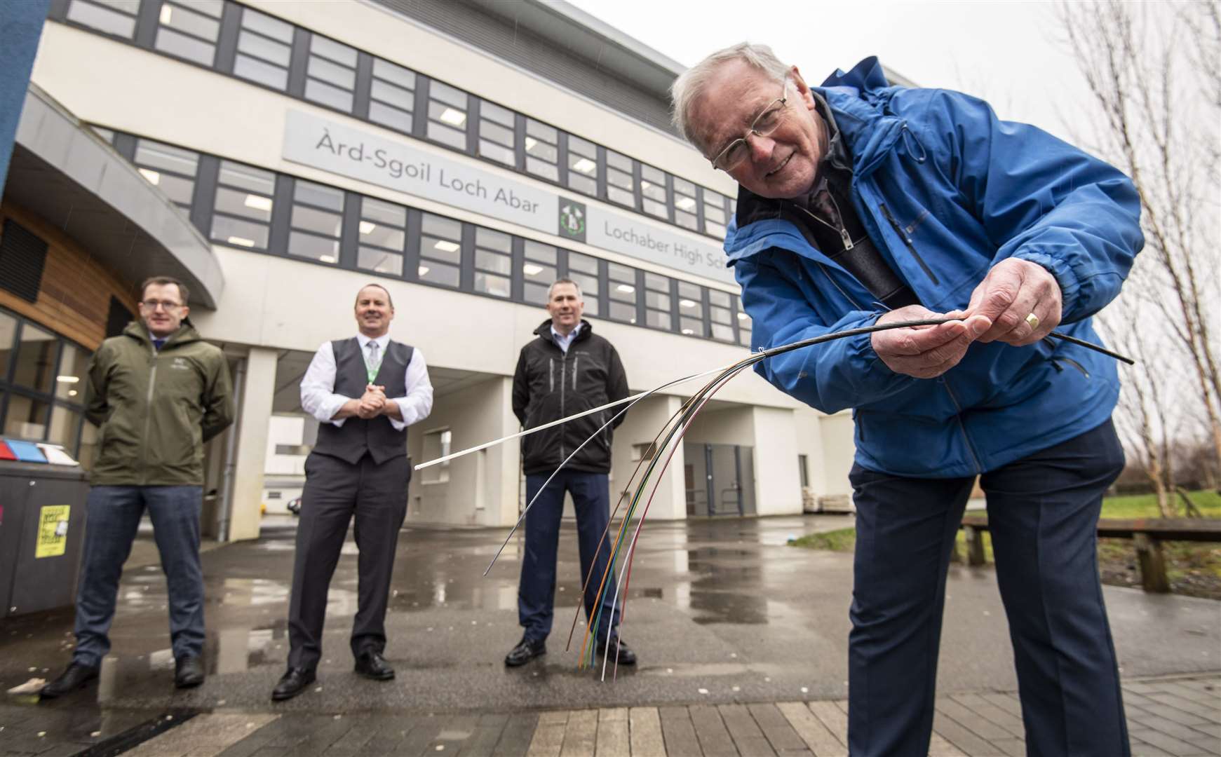 Allan Henderson (right) with from left Michael Kelly, UK Government’s Department of Culture, Media and Sport, Lochaber High School Head Teacher Scott Steele and HIE’s Scott Dingwall