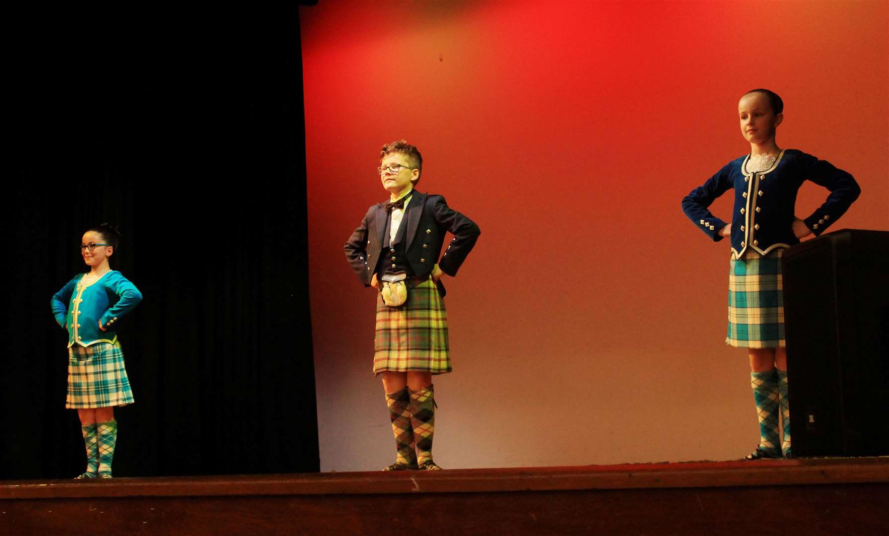 Grace Miller, Jamie Mackay and Reese Sutherland at the start of one of their dance routines. Picture: Alan Hendry