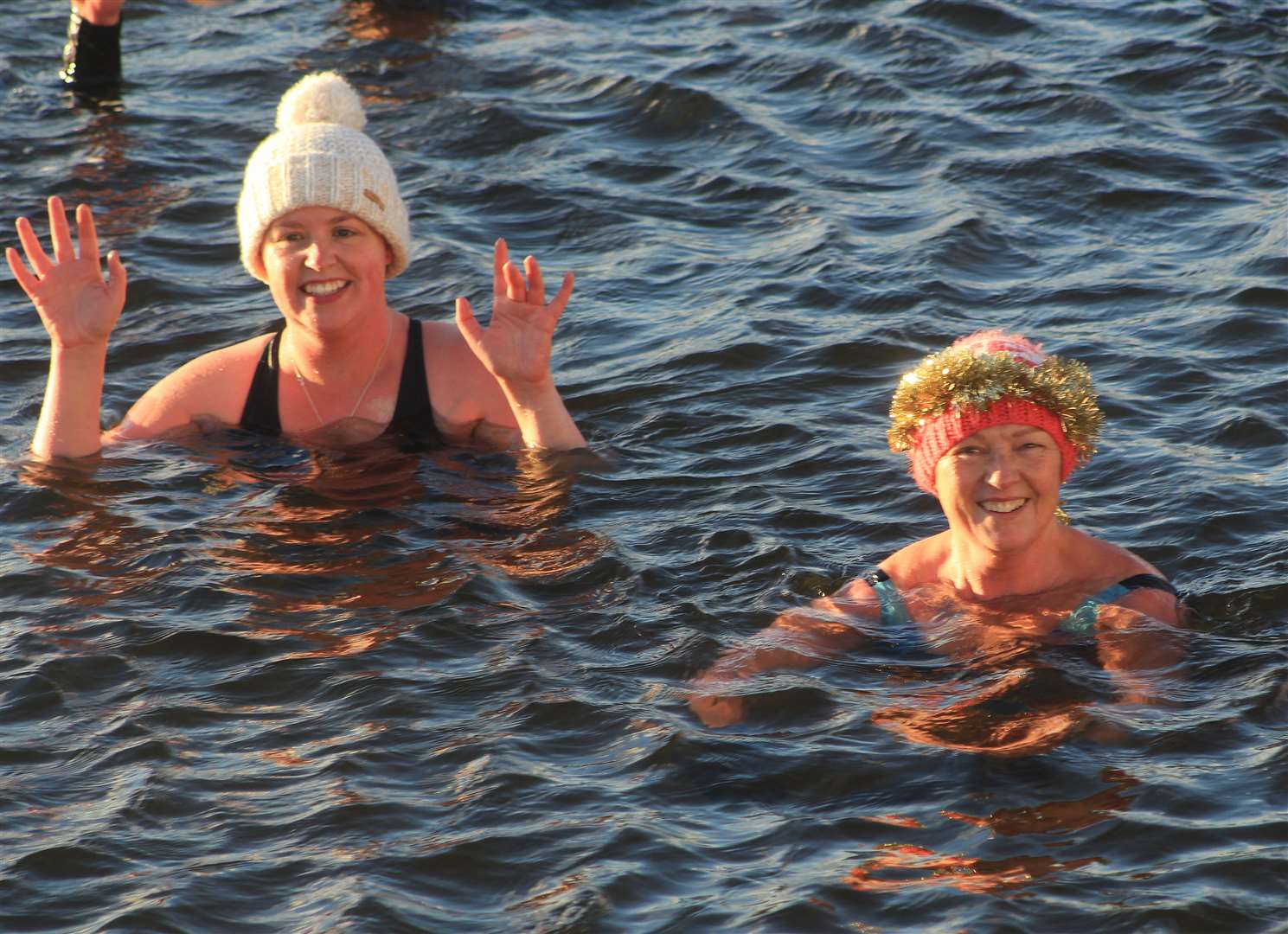 Christmas Day swimmers at the North Baths in Wick. Picture: Alan Hendry