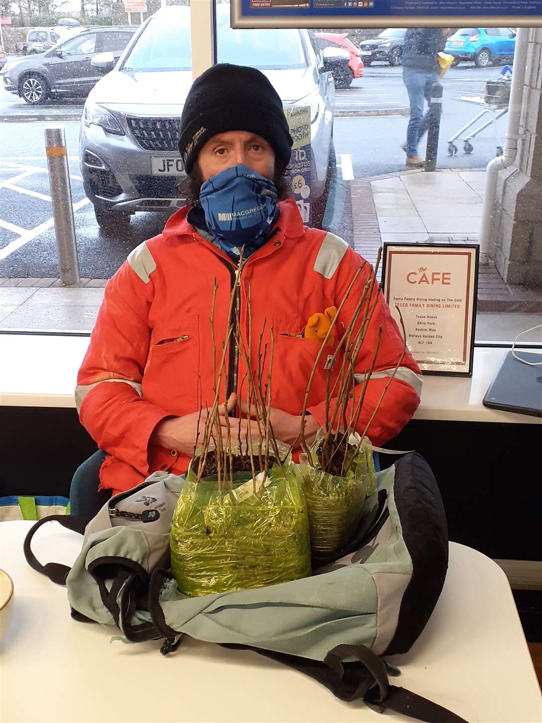 Alexander Glasgow with some of the saplings from the Woodland Trust.