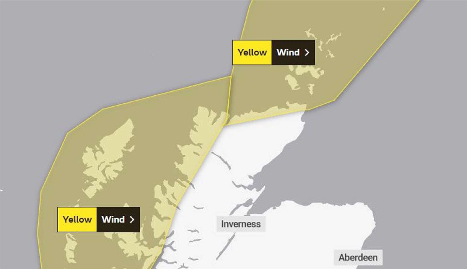 Met Office Yellow Warning for Monday with high winds forecast around the north Caithness coastline.