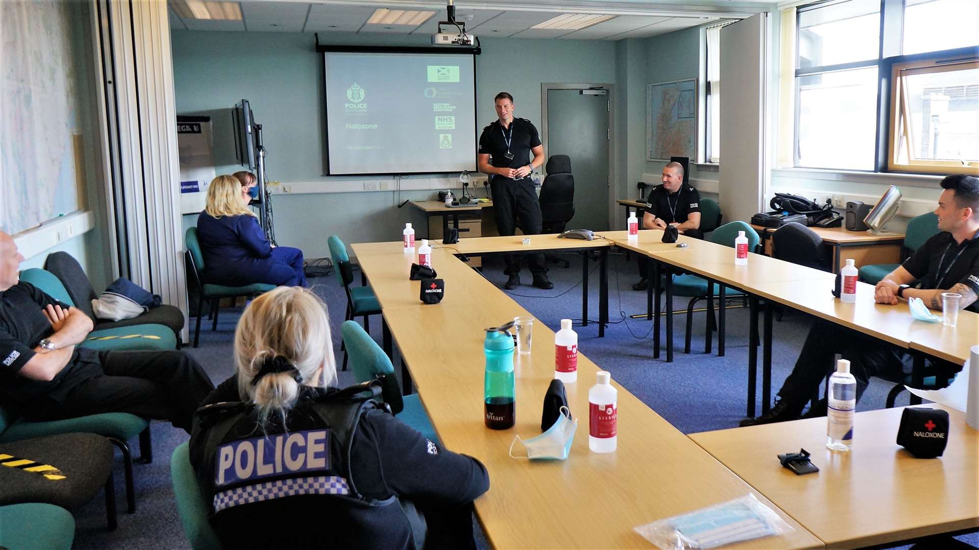Officers at Wick police station undergoing Naloxone training in June this year. Picture: DGS