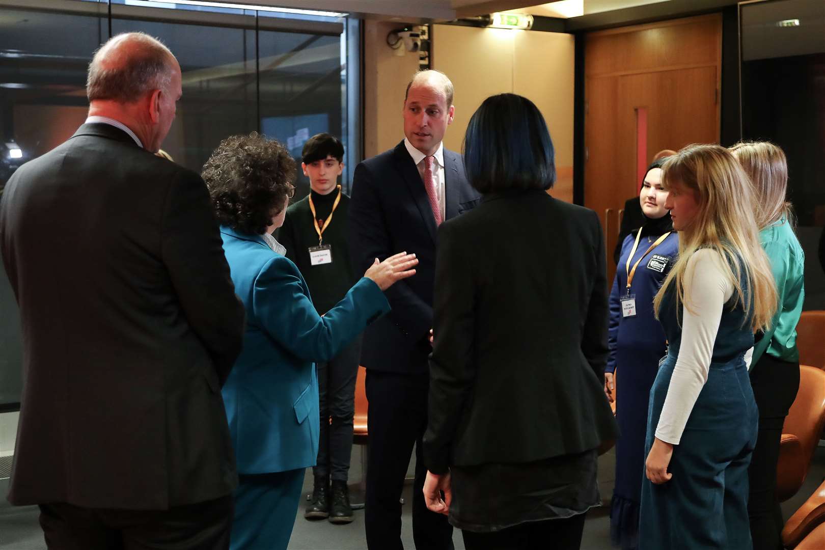 The Prince of Wales listens to Senedd Llywydd Elin Jones (second left) as he meets members of the Welsh Youth Parliament (Geoff Caddick/PA)