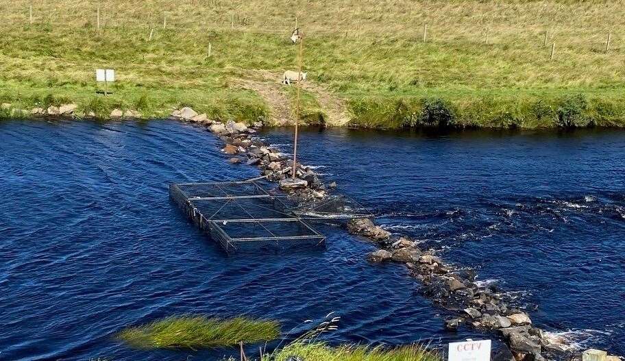 The funding has included work to tackle invasive Pacific Salmon in the River Thurso. Pictured is a trap designed to catch the fish.