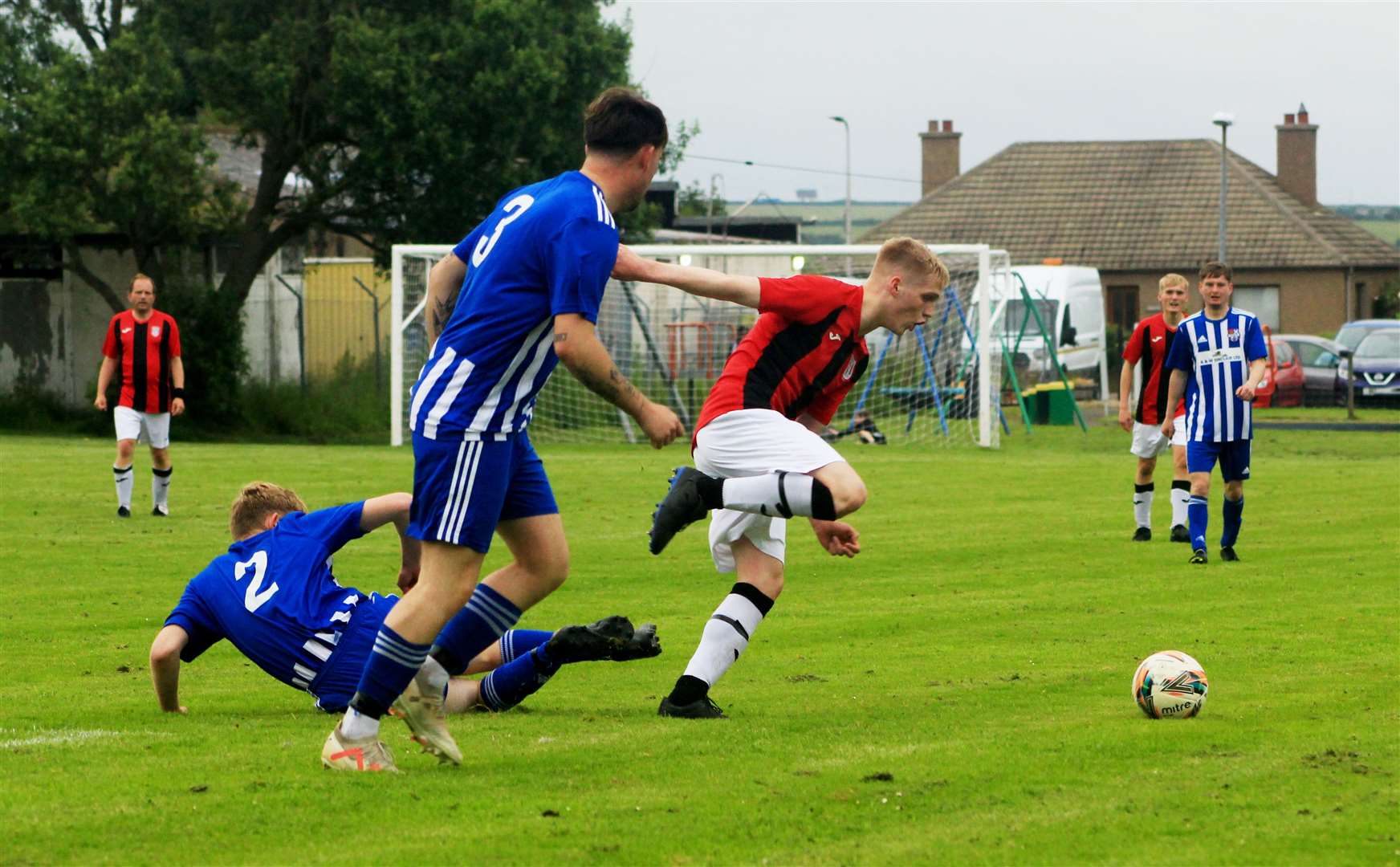 Kian Mackay skips past a challenge during Thurso Swifts' seven-goal thriller at Watten in the first round of the David Allan Shield.
