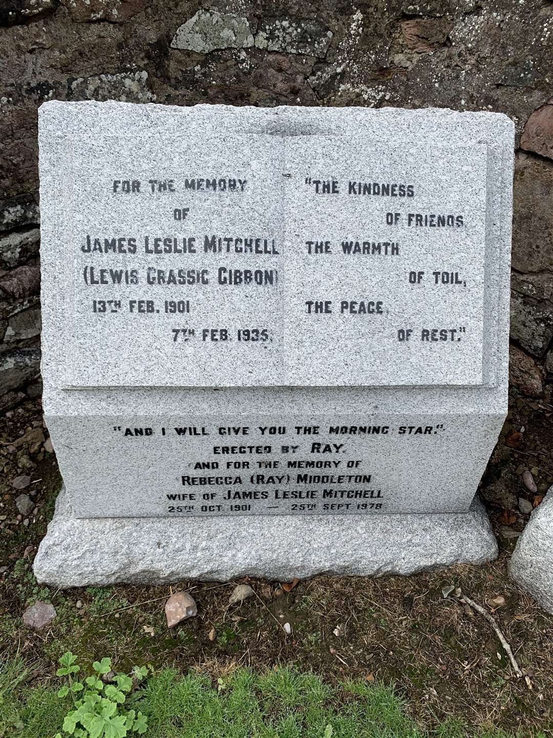 Lewis Grassic Gibbon grave, Arbuthnott churchyard.