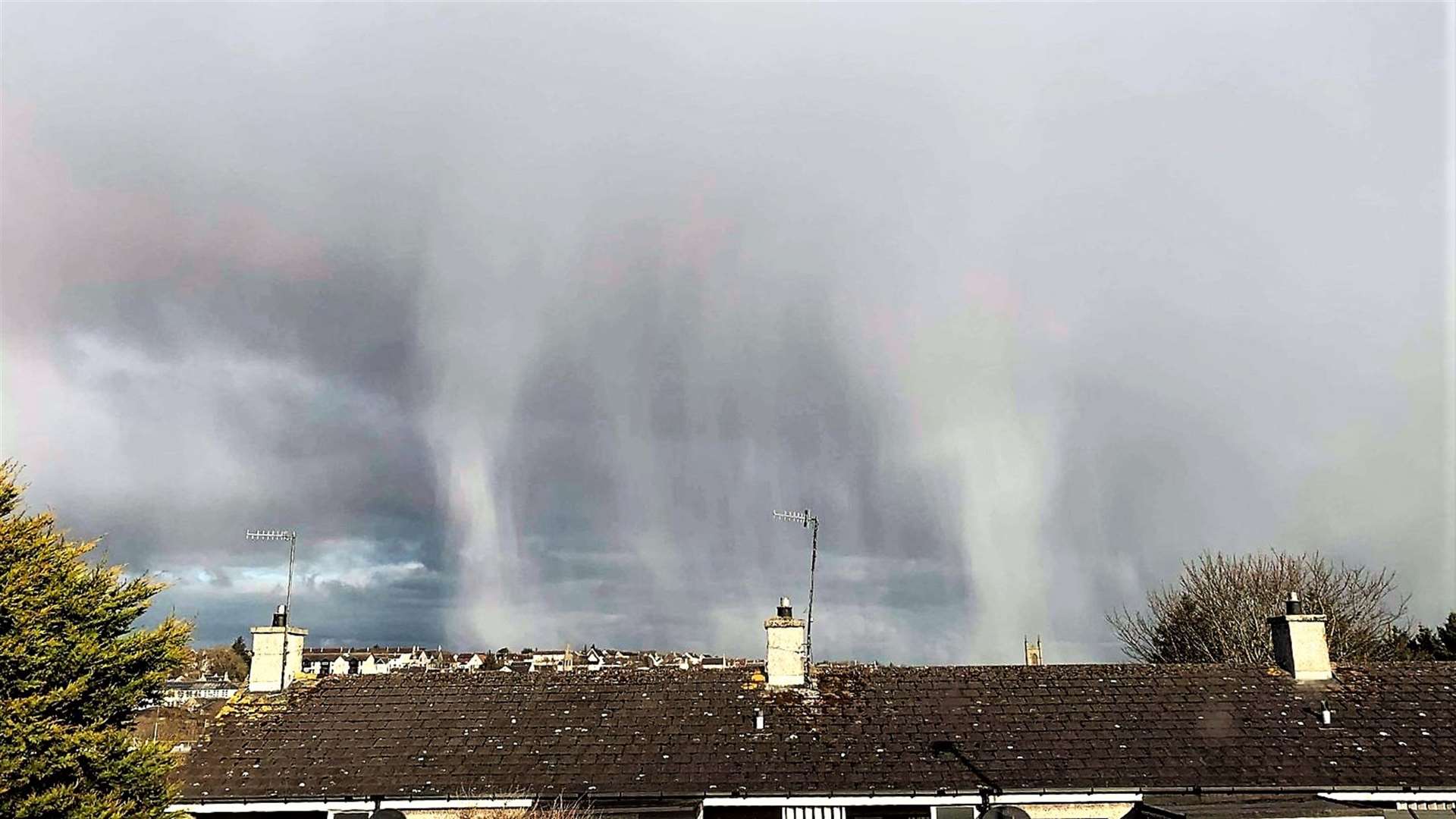Virga, falling from the base of an active Cumuliform cloud, Thurso, April 12. Virga are streaks of precipitation; ice crystals or water droplets that trail below the base of a cloud, but evaporate before they reach the ground. Picture: Paul Cannop