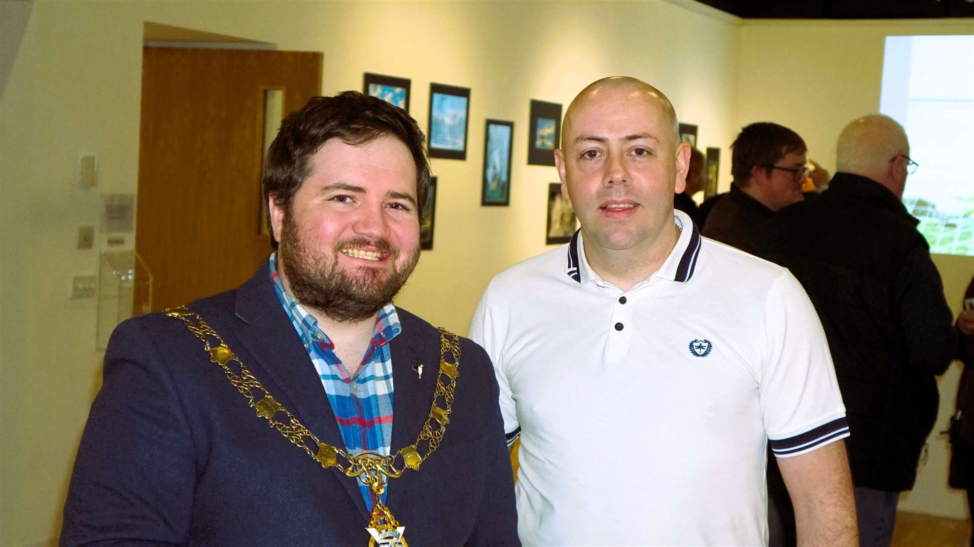 Thurso provost Struan Mackie, at left, with the chair of Thurso Camera Club, Ally Mackechnie at the opening of the show. Picture: DGS