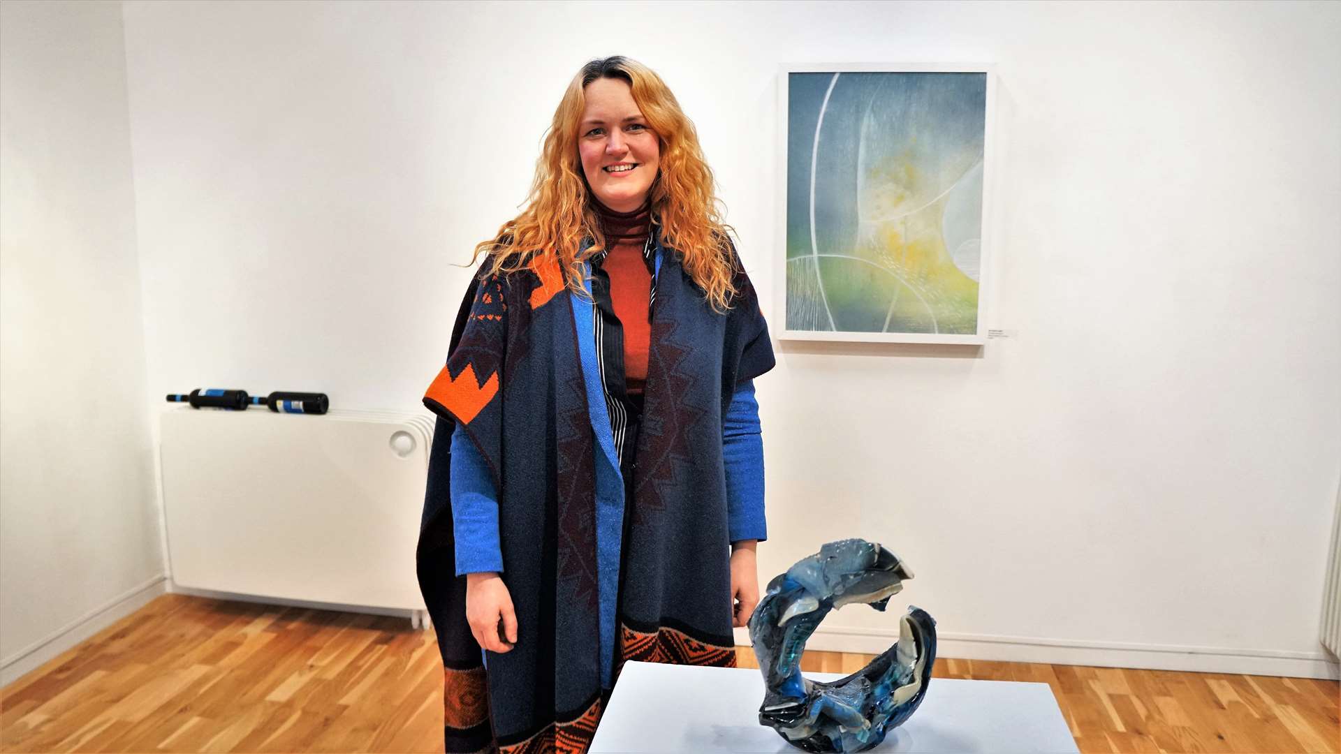 Thurso artist Shelagh Swanson pictured at a local show some years ago with another of her works. Shelagh is well known to those in the creative scene within Caithness and has featured in many exhibitions. Picture: DGS