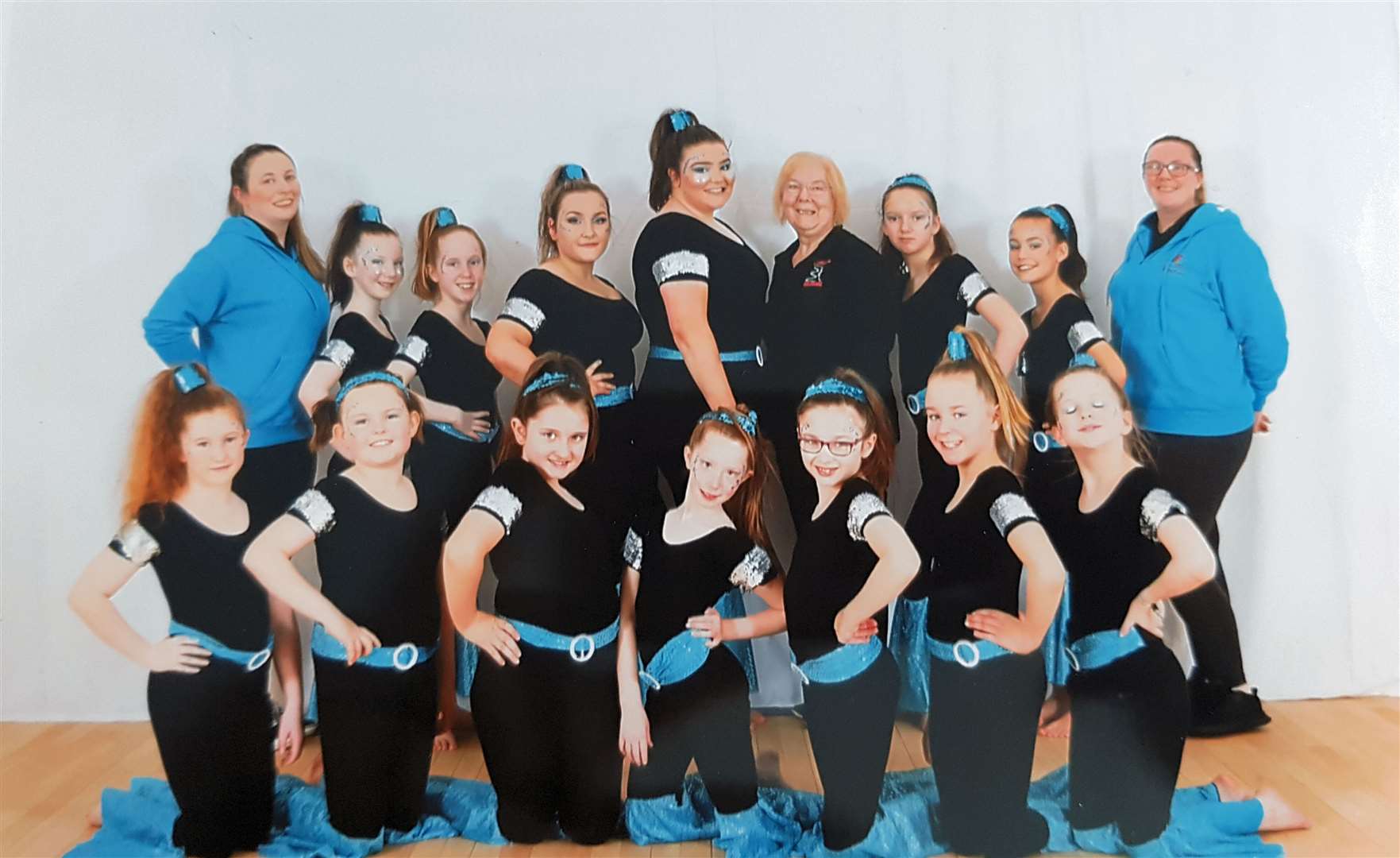 The Caithness rhythmic gymnasts group (back, from left): Sìne Hamilton, Paige McPhee, Ellie McCulloch, Sophie Armstrong, Megan Wright, Diane Gibson, Amy Sewell, Amber Sinclair and Alana McPhee, and (front, from left) Bethan Wood, Zara Smith, Angelina Bain, Brooke McAlpine, Hannah McColm, Mazie McCulloch and Carys Gunn.
