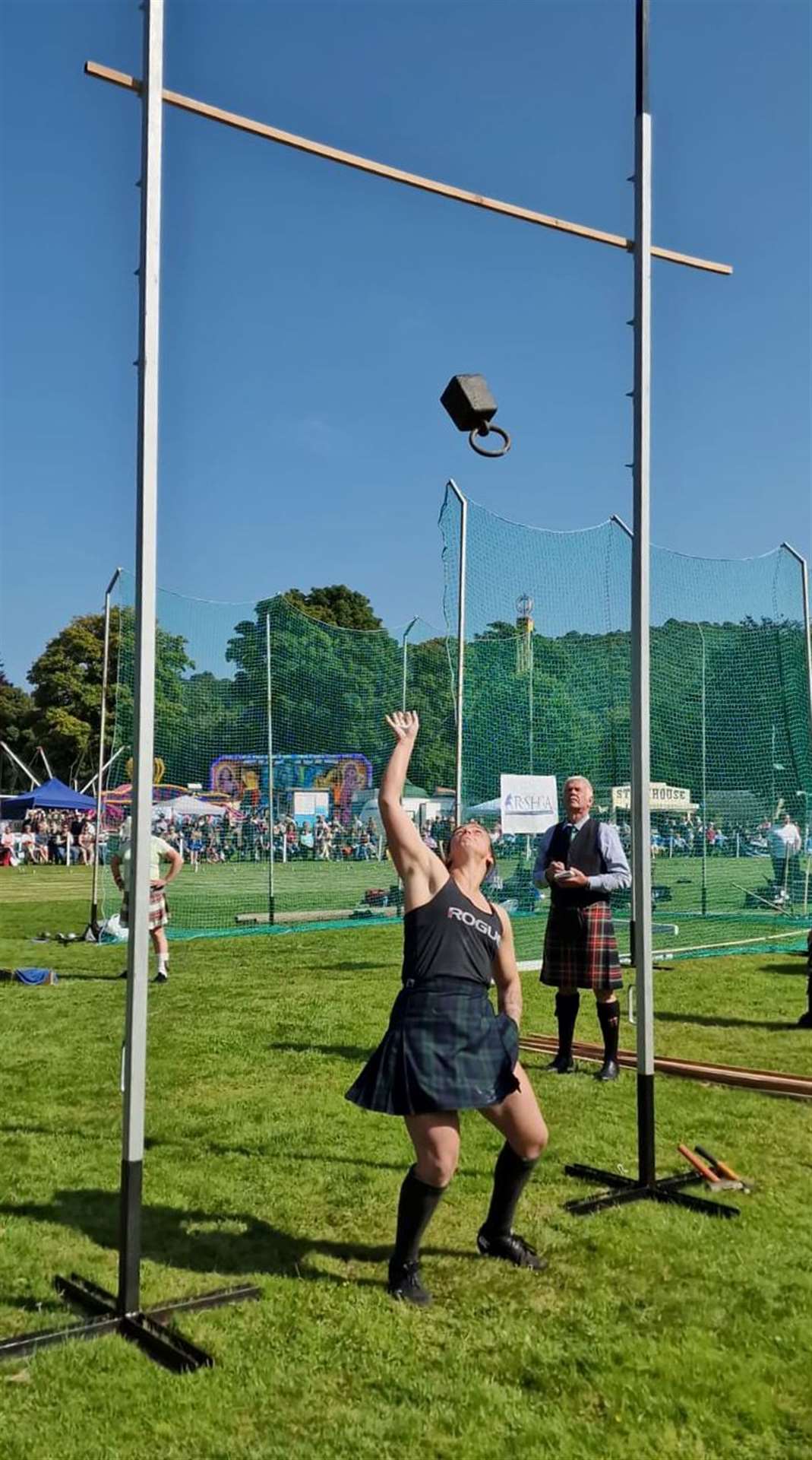 Emmie competing in one of last year’s heavy events at Pitlochry Highland Games. She is seeking sponsorship from local businesses to help fulfil her ambitions.