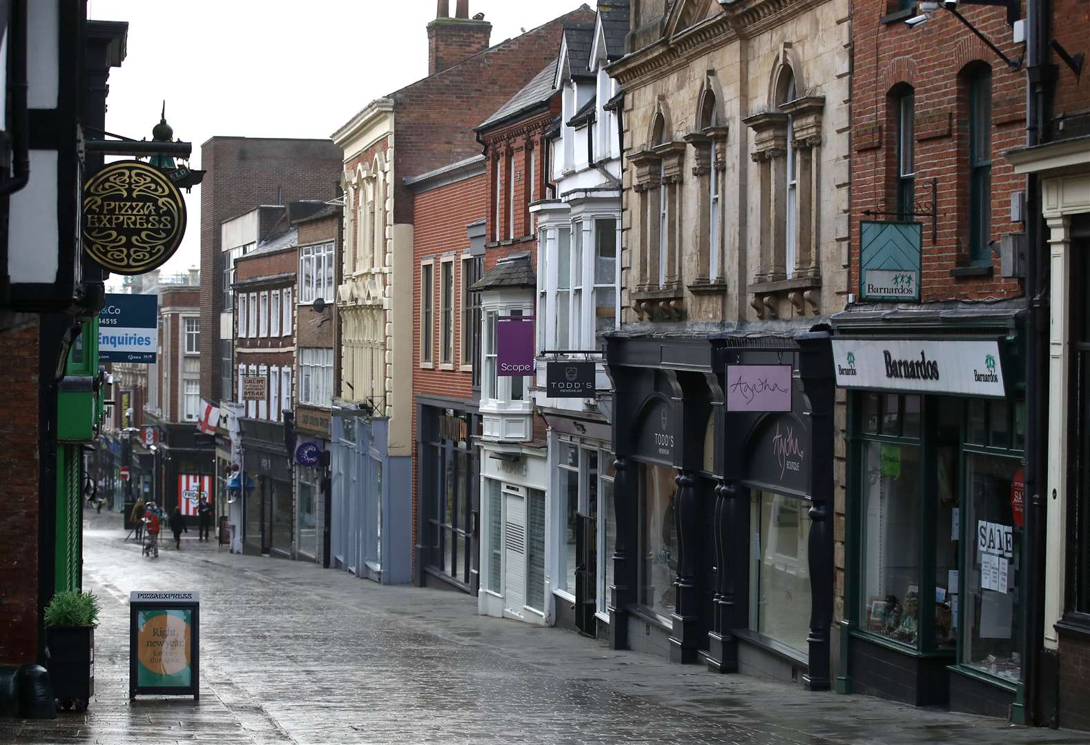 Near empty streets in Lincoln city centre during a Covid lockdown (Tim Goode/PA)
