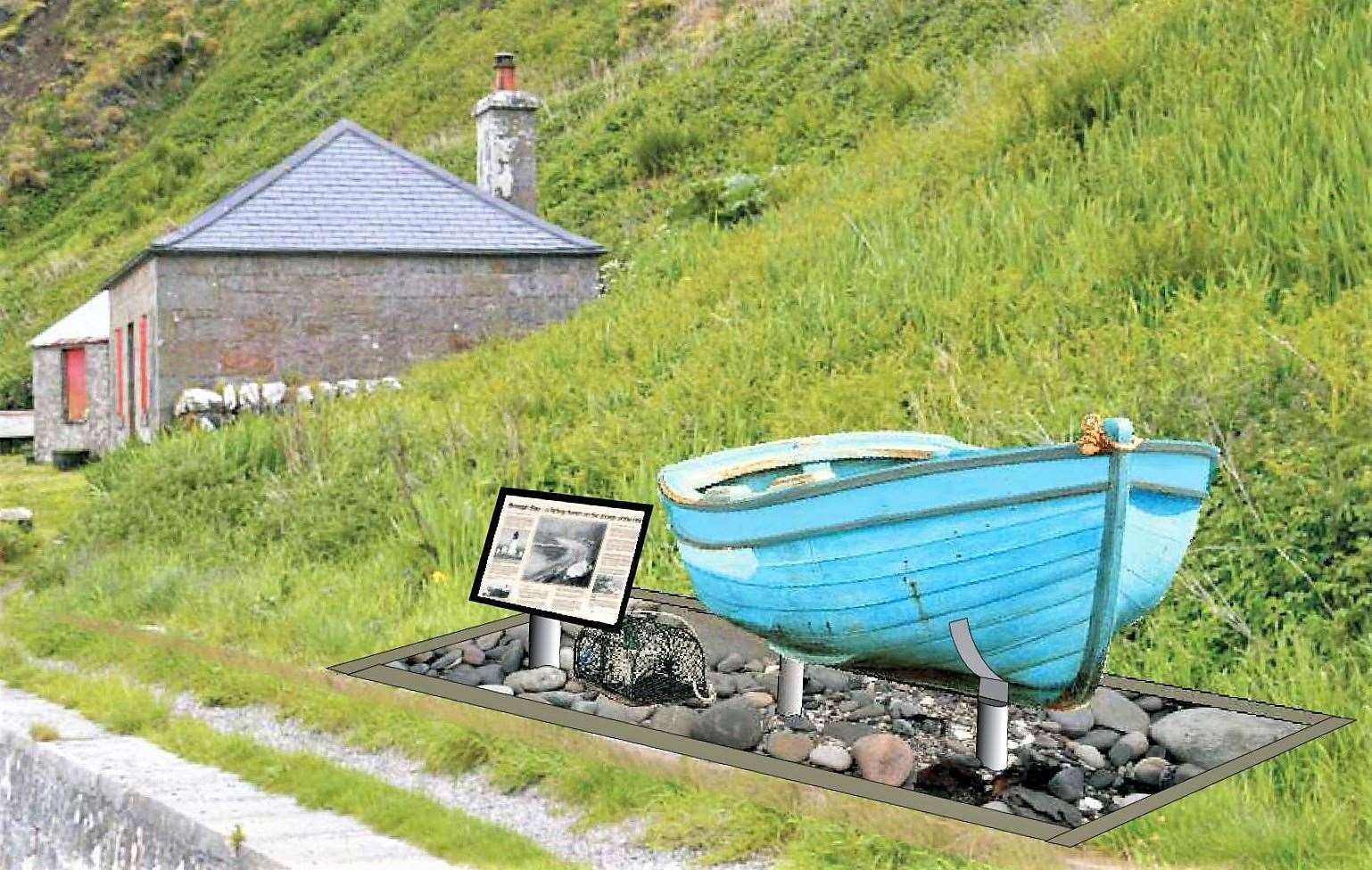 An artist's impression of what the new heritage display will look like at Brough harbour with the Sea Mew as the main feature.