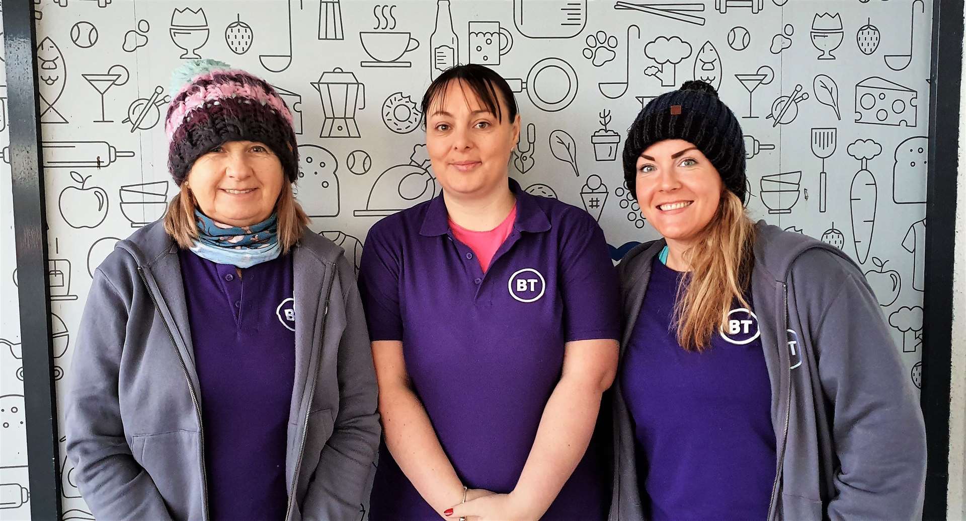 The BT Thurso staff who walked with Karen Penny included (from left) Karon Jappy, Angela Barnet and Hannah Perriewood.