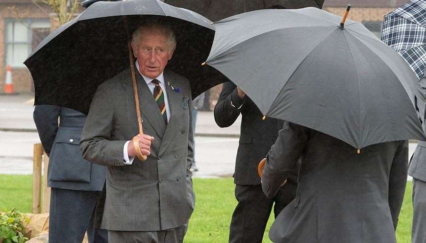 The Prince of Wales during a visit to the top-secret American spy base RAF Menwith Hill (Michael Cook/RAF/PA)