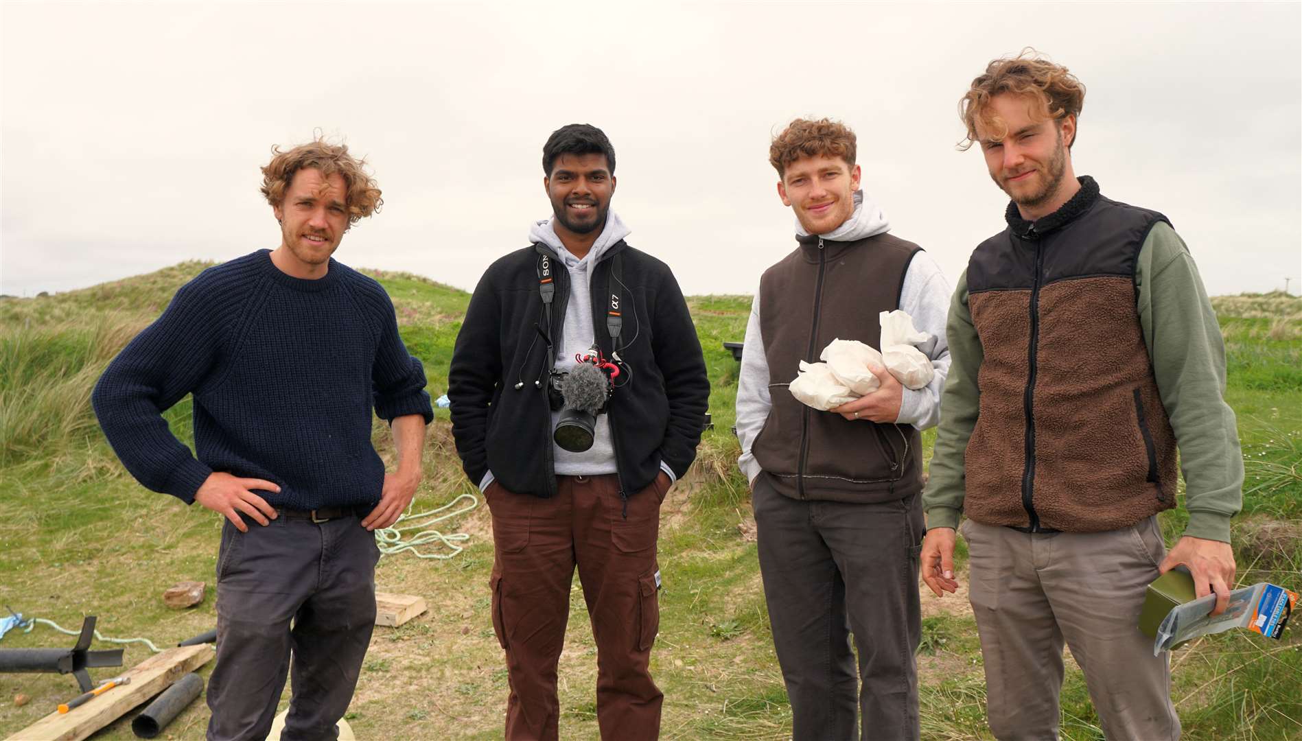 ECHT filmmakers are from left, George Alting, Alston D’Souza, James Doherty and Dan Nash at Dunnet beach. Picture: DGS