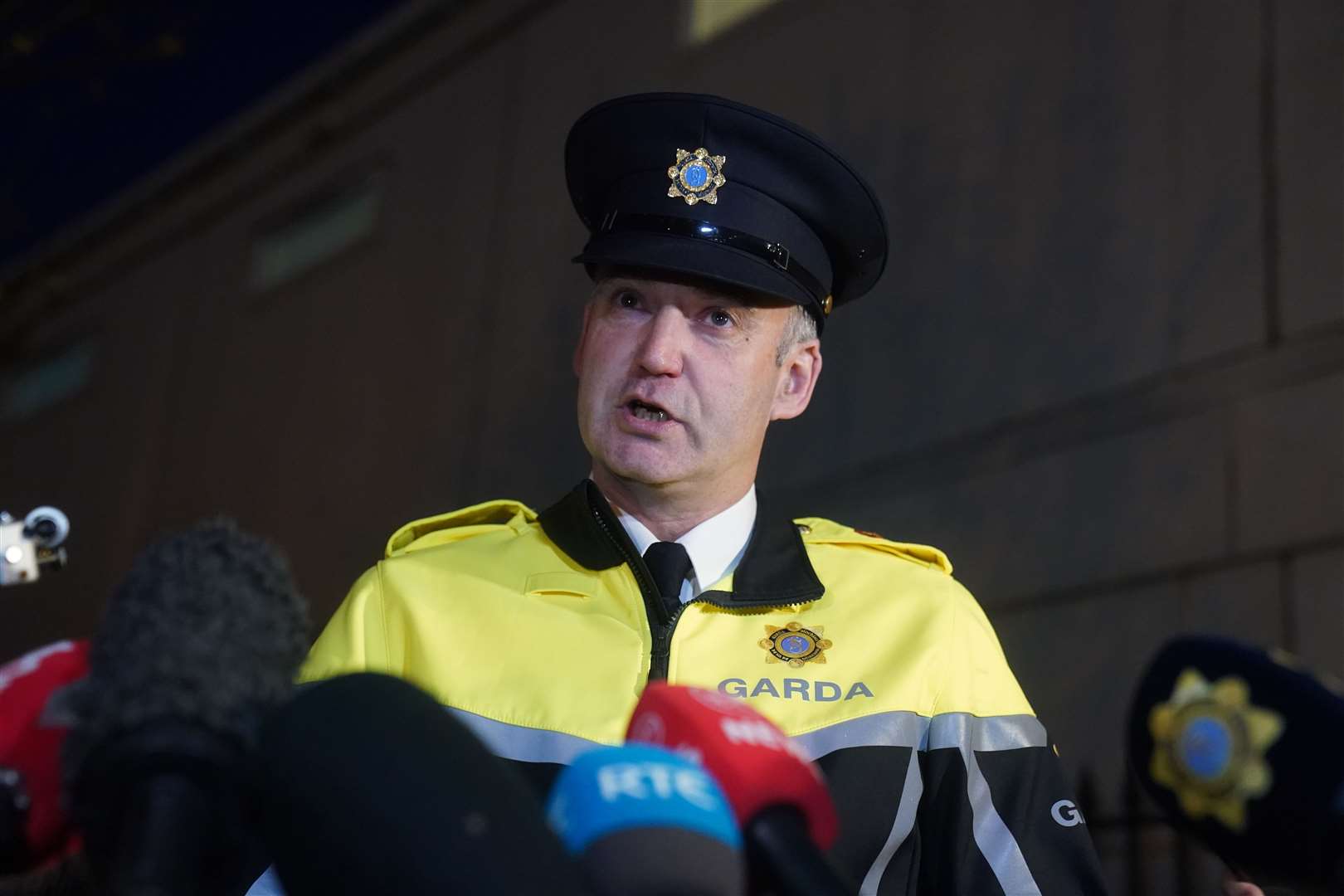 Superintendent Liam Geraghty speaks to the media outside Mountjoy Garda Station (Brian Lawless/PA)