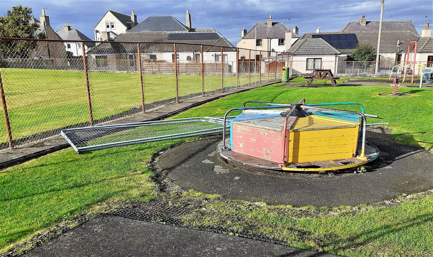 Fence pulled down at Beach Road play park in Thurso. The poor condition of some Thurso play parks has been highlighted in the paper. Picture: A Glasgow