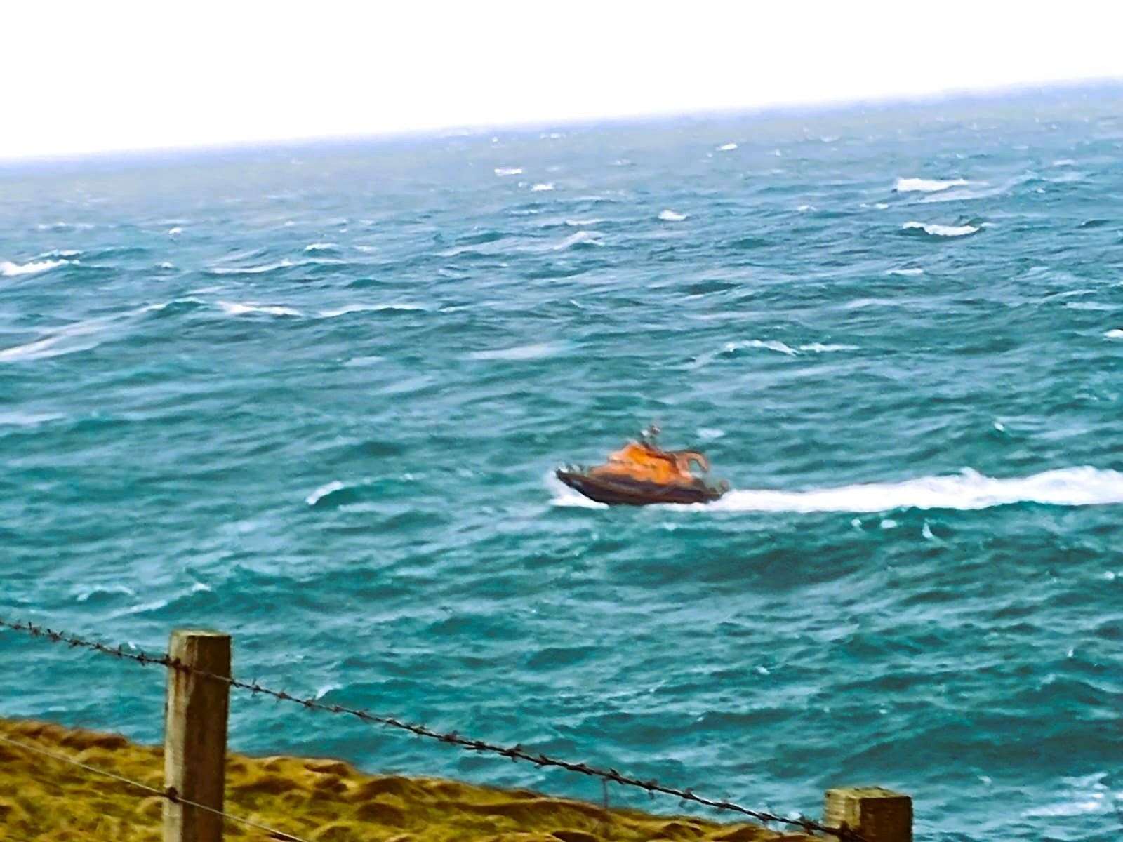 Thurso lifeboat searches the Caithness coast yesterday.