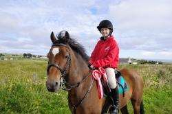 Amy partnered her pony Tomini to victory in the junior JumpCross competition at Sibster Mains.