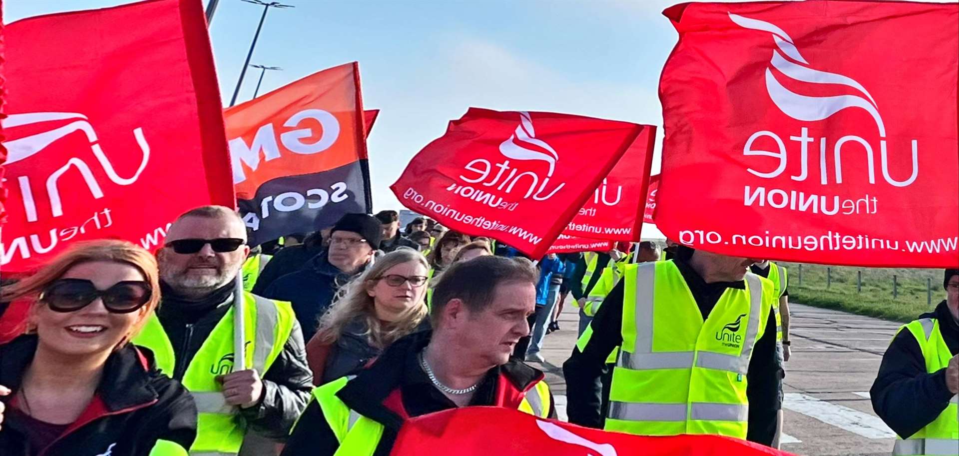 Workers from the Unite and GMB unions joined the picket line at Dounreay on Wednesday. Picture: Marc Jackson