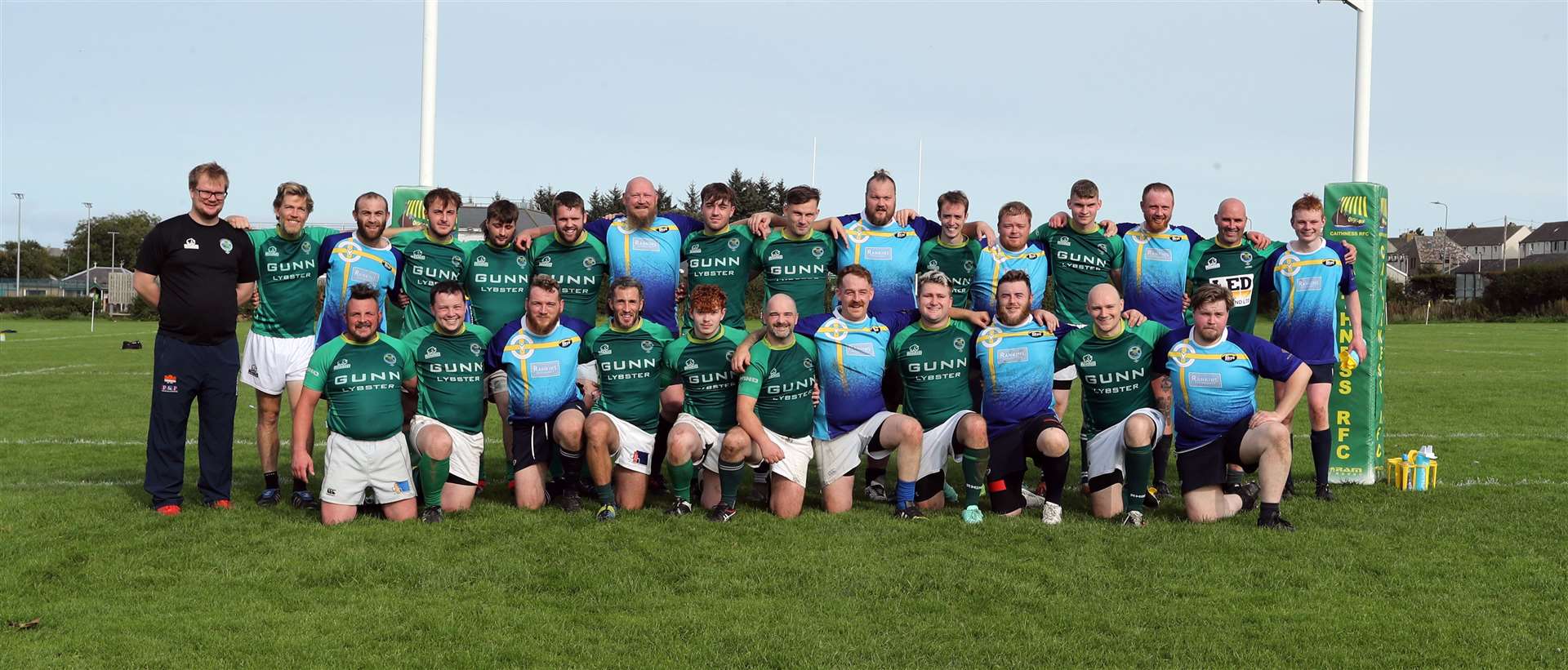 The Caithness 2nd XV and Skye teams line up at the end of their match in Caledonia North Region Division 2. Picture: James Gunn