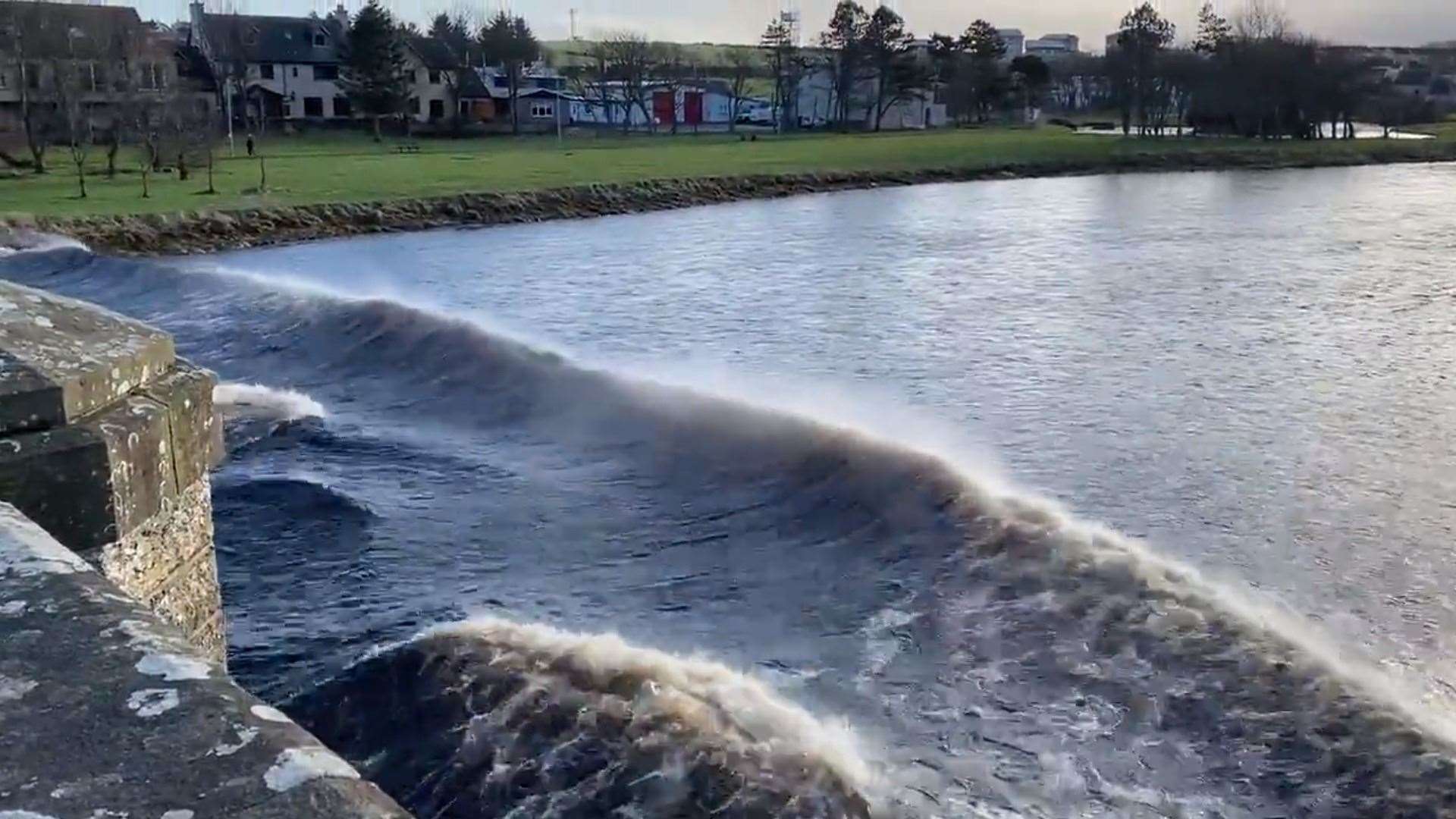A screenshot from the 45-second tidal surge video captured by Henk Pieter Sterk on Tuesday.
