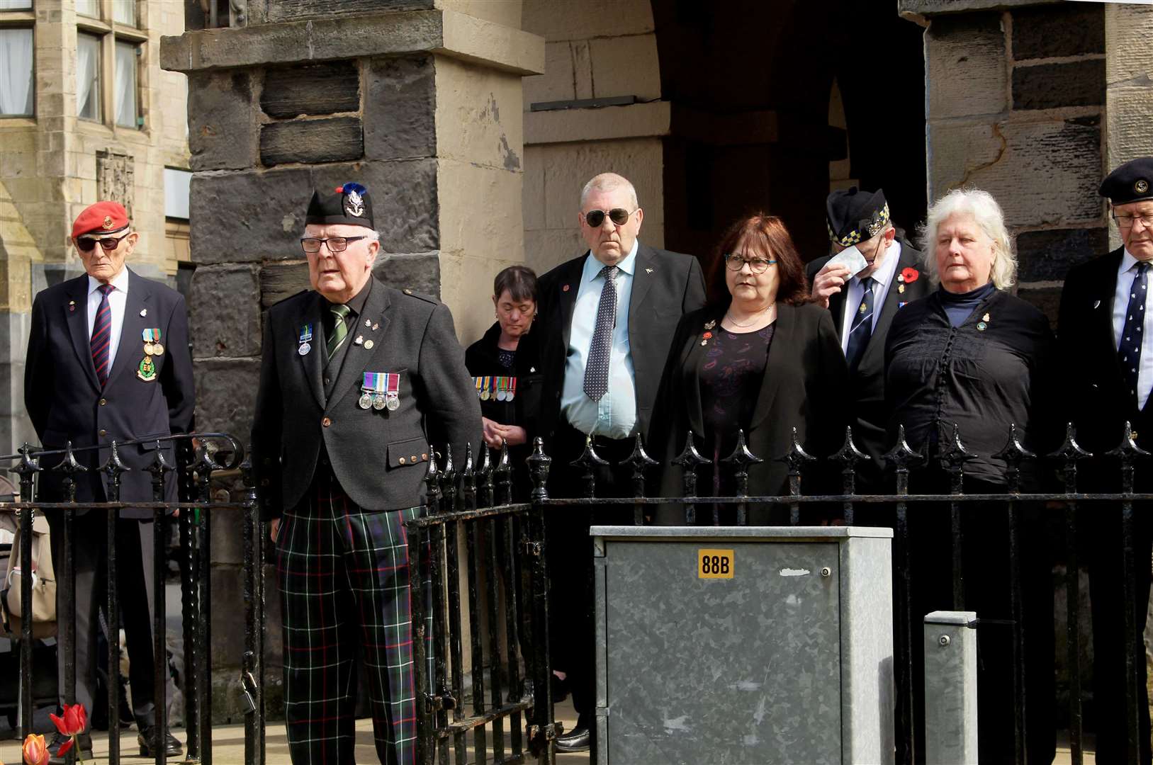 Parade commander Robbie Mackintosh (second from left) with some of the Legion representatives looking on. Picture: Alan Hendry