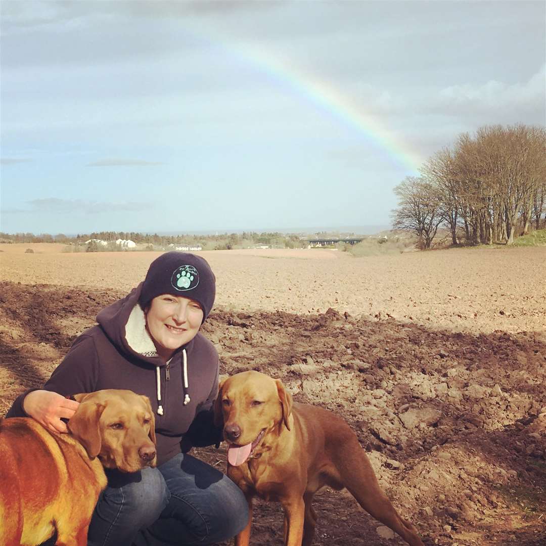 Paws on Plastic founder Marion Montgomery with her dogs, Paddy and Ted.